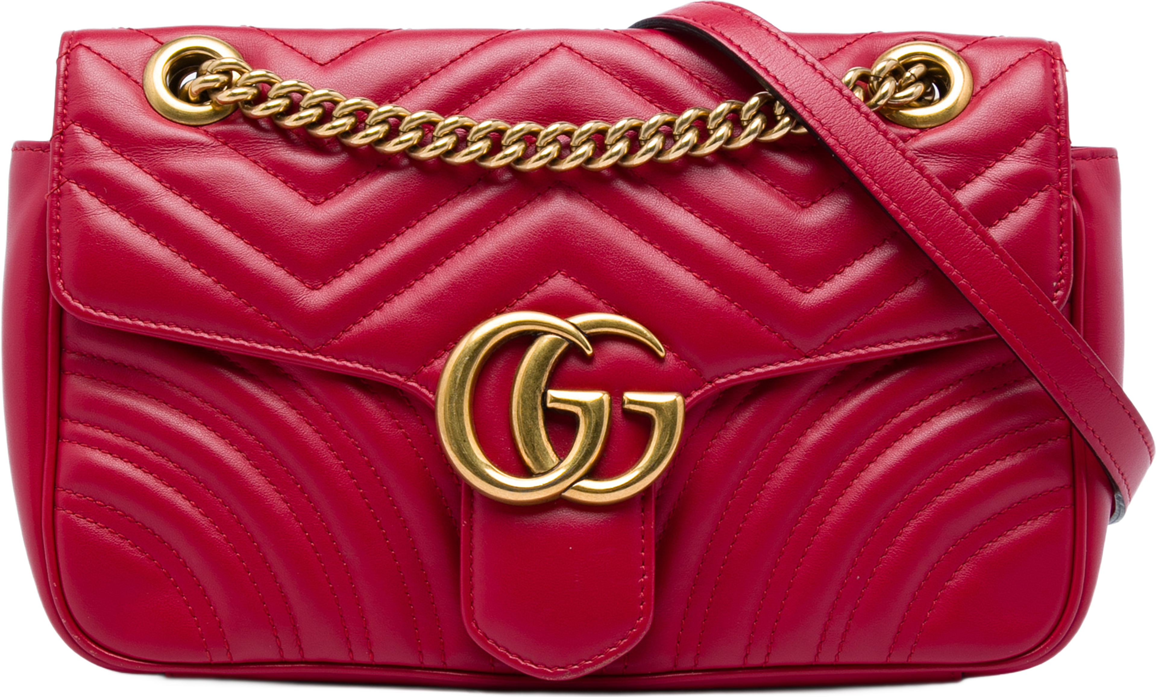 Gucci Medium Gg Marmont Matelasse Calfskin Shoulder Bag, från Luxclusif, i färgen röd. Klicka för att öppna bilden i stort format