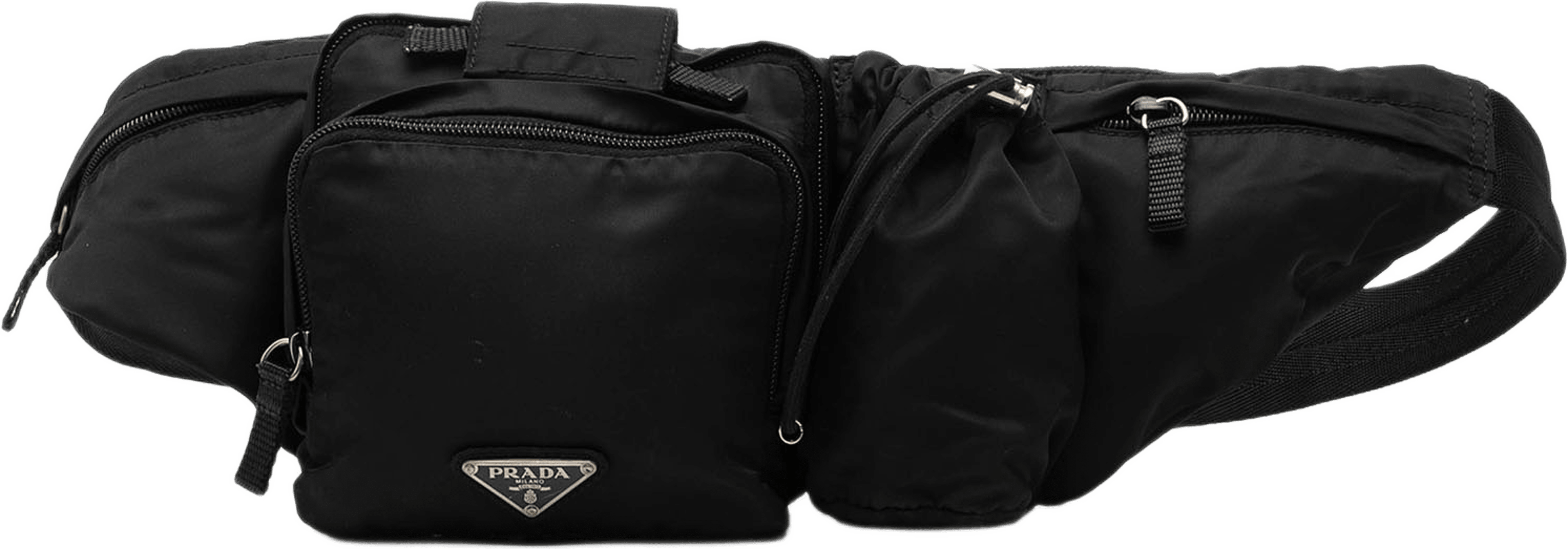 Prada Tessuto Multi Pocket Belt Bag, från Luxclusif, i färgen svart. Klicka för att öppna bilden i stort format