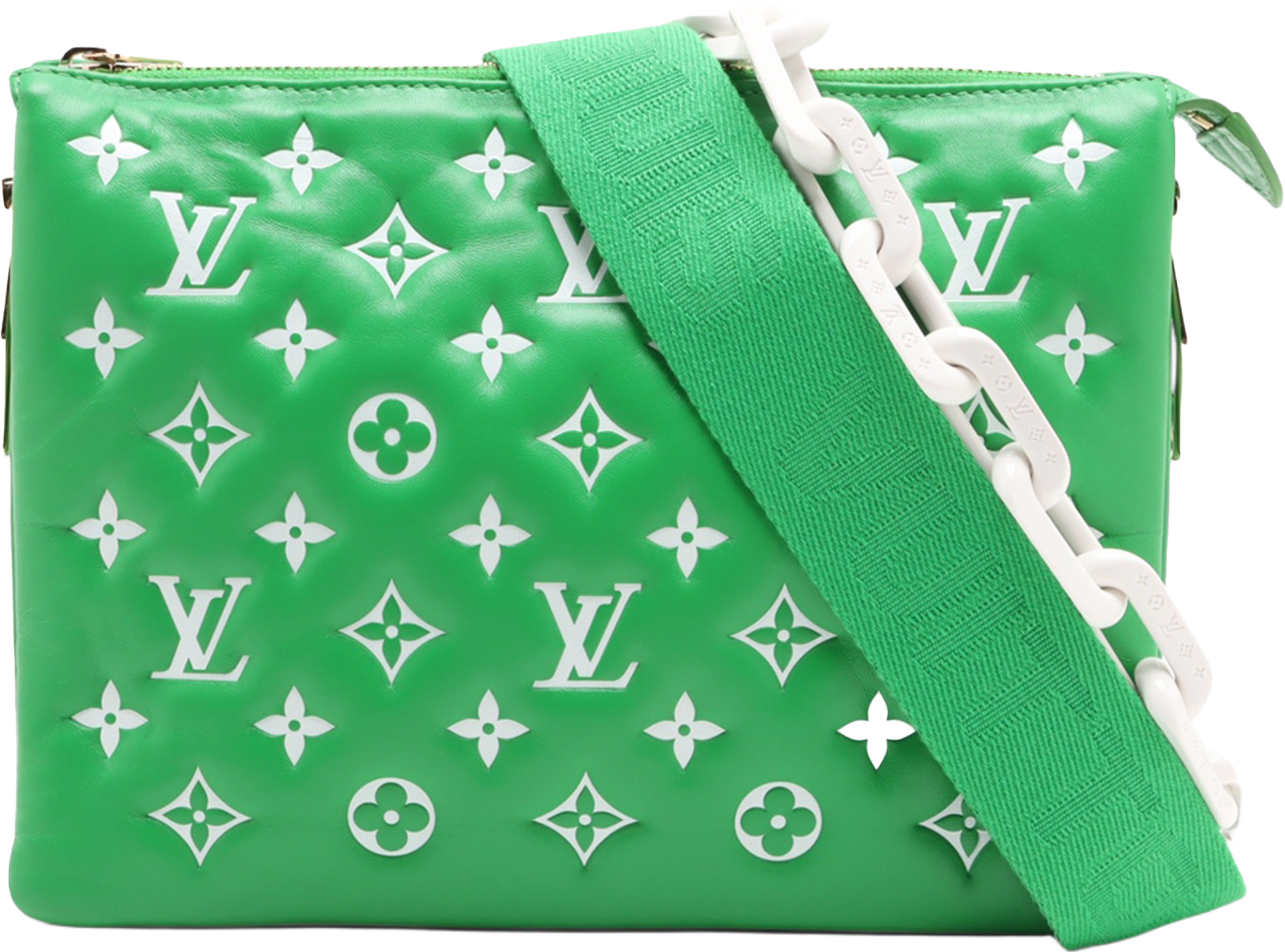 Louis Vuitton Monogram Embossed Puffy Lambskin Coussin Pm, från Luxclusif, i färgen green. Klicka för att öppna bilden i stort format