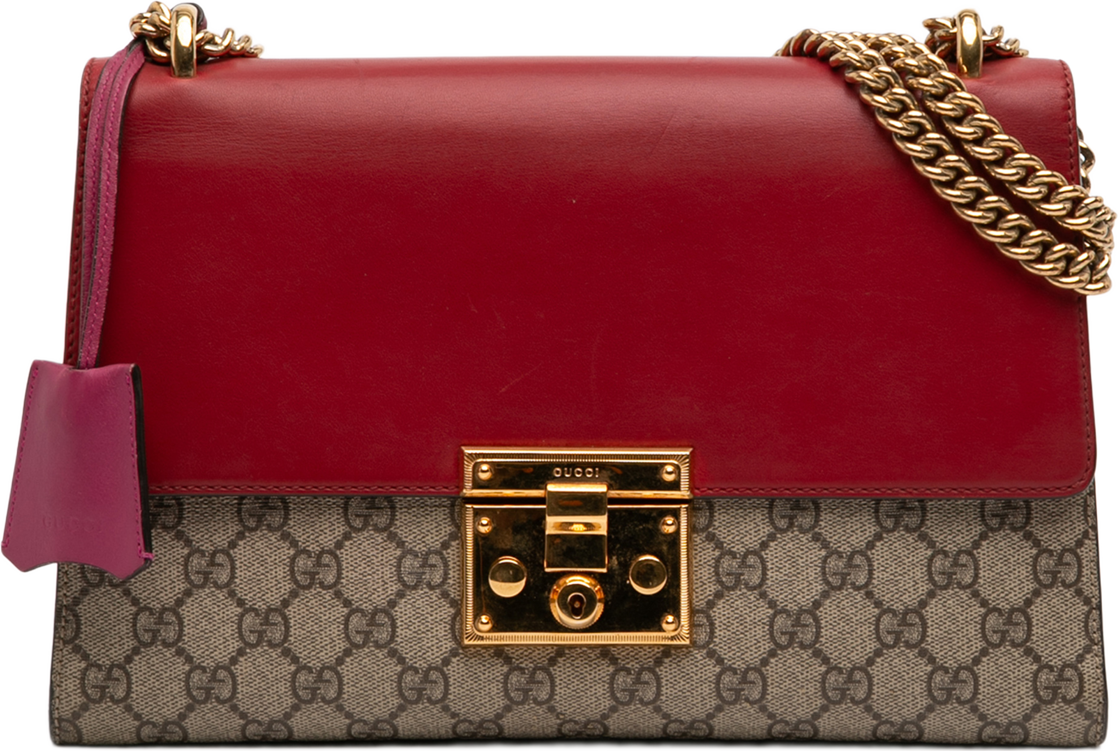 Gucci Medium Gg Supreme Padlock Shoulder Bag, från Luxclusif, i färgen beige. Klicka för att öppna bilden i stort format