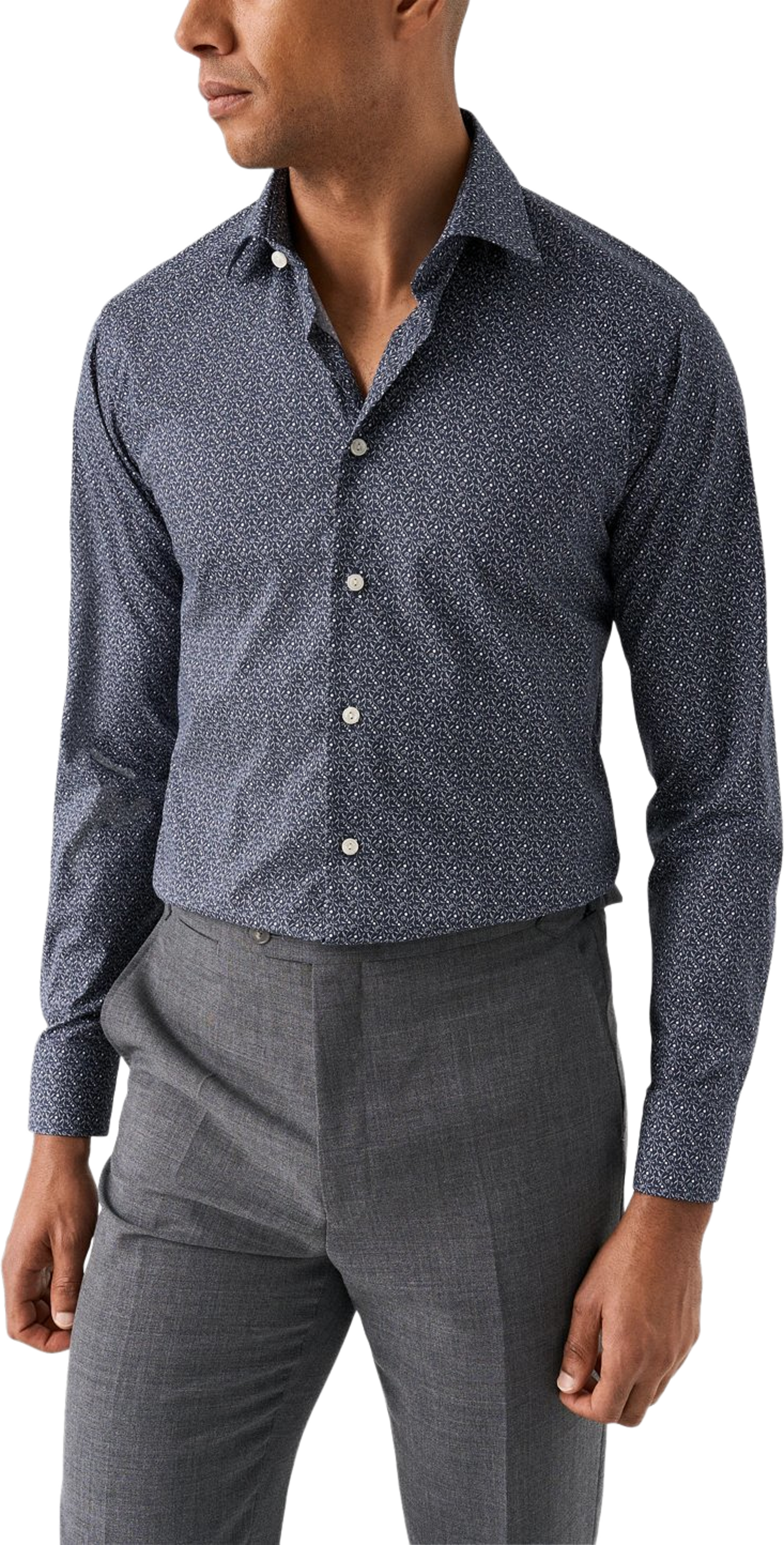 Blommig Skjorta I Signature Twill Contemporary Fit
