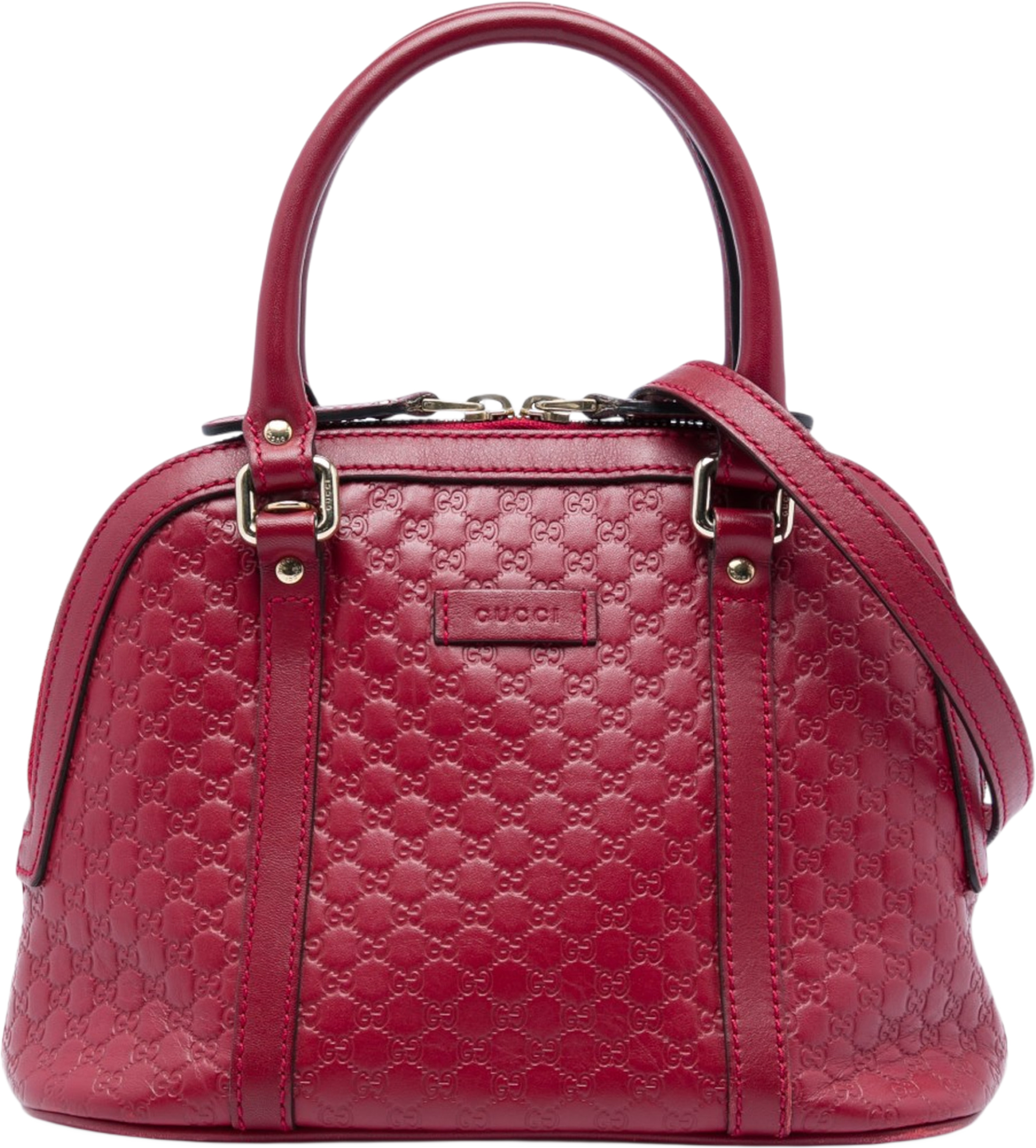 Gucci Mini Microguccissima Dome Satchel, från Luxclusif, i färgen röd. Klicka för att öppna bilden i stort format