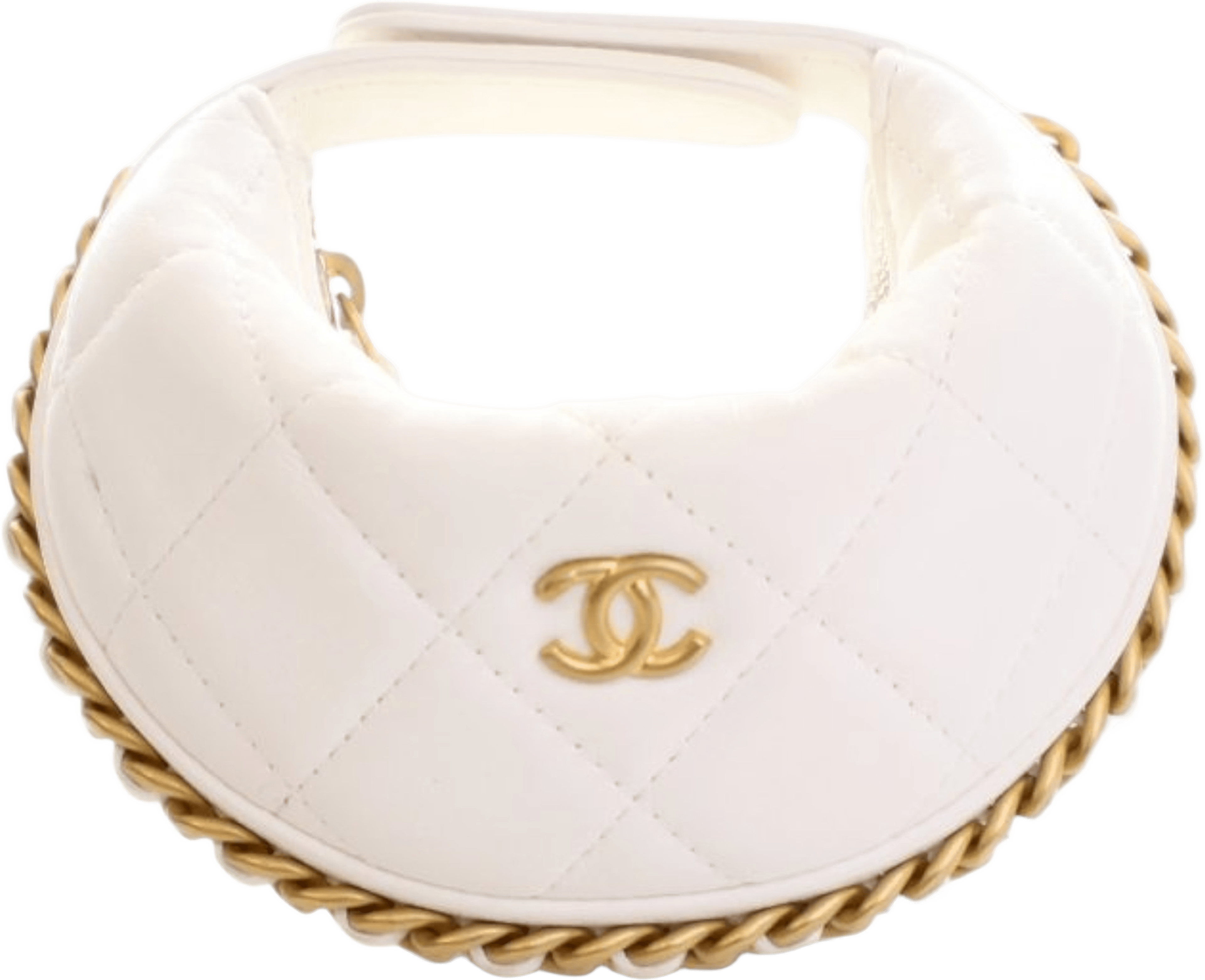 Chanel Mini Shiny Crumpled Quilted Lambskin Chain Around Pouch, från Luxclusif, i färgen white. Klicka för att öppna bilden i stort format