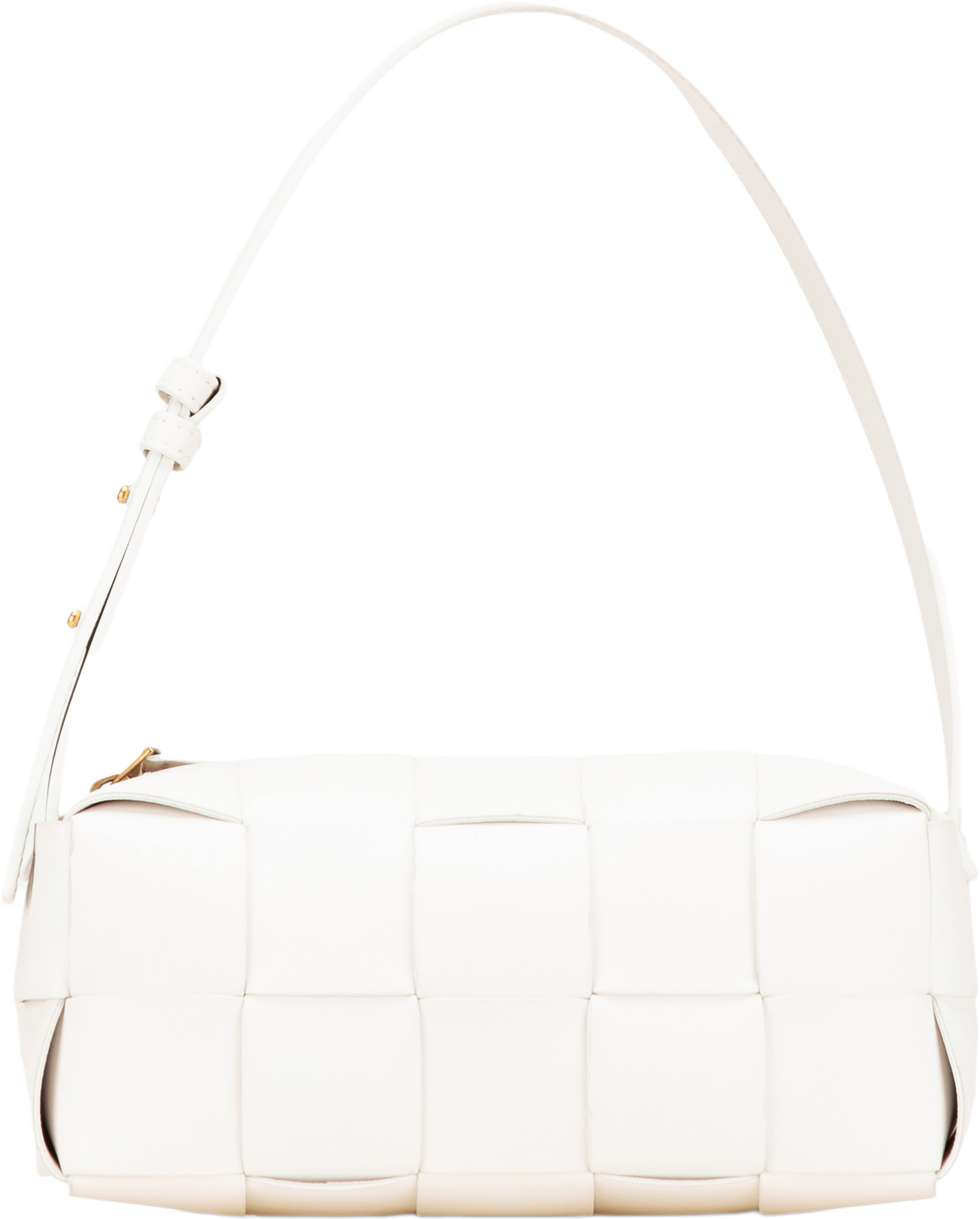 Bottega Veneta Small Lambskin Intrecciato Brick Cassette, från Luxclusif, i färgen white. Klicka för att öppna bilden i stort format