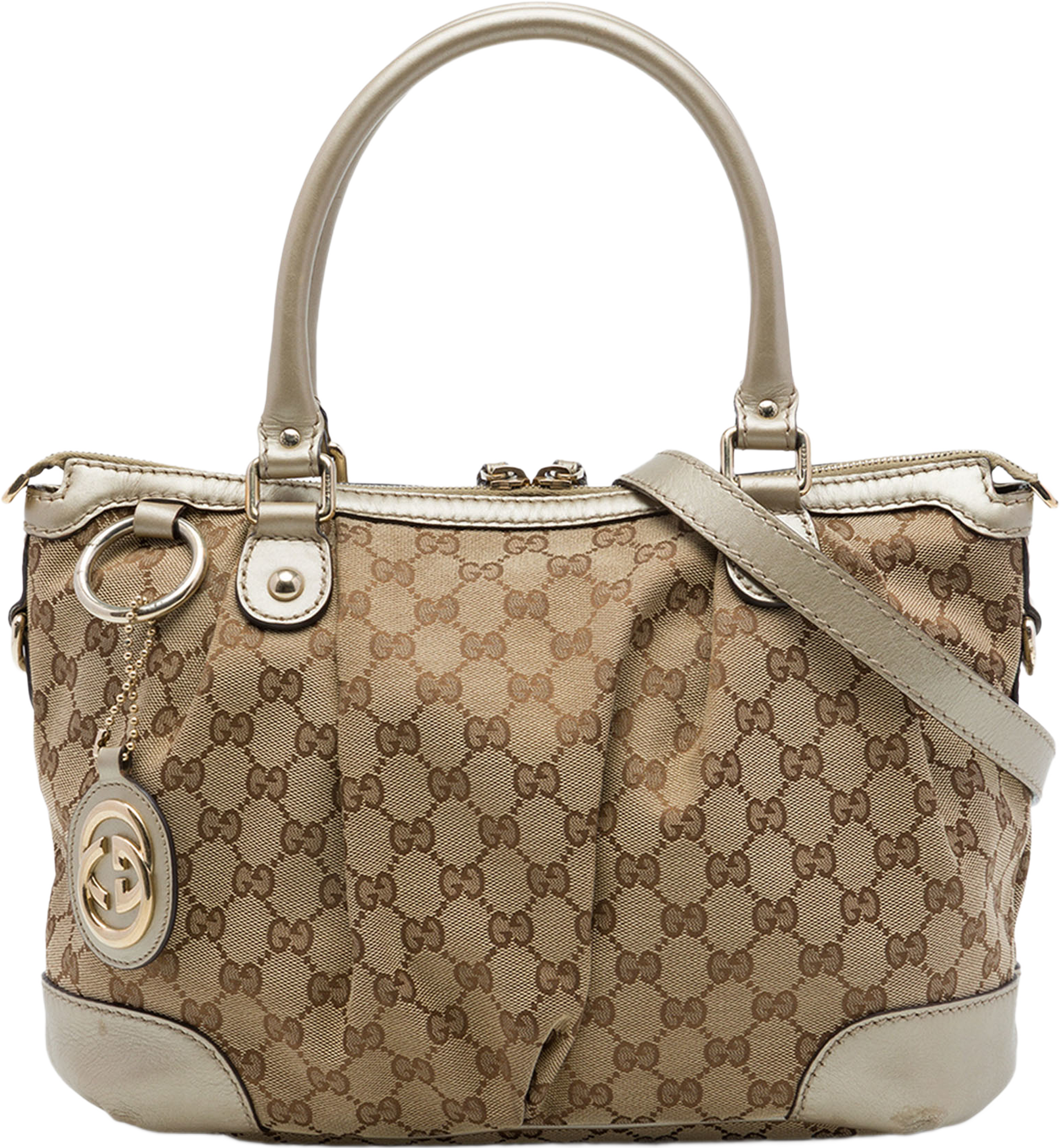 Gucci Gg Canvas Sukey Satchel, från Luxclusif, i färgen beige. Klicka för att öppna bilden i stort format