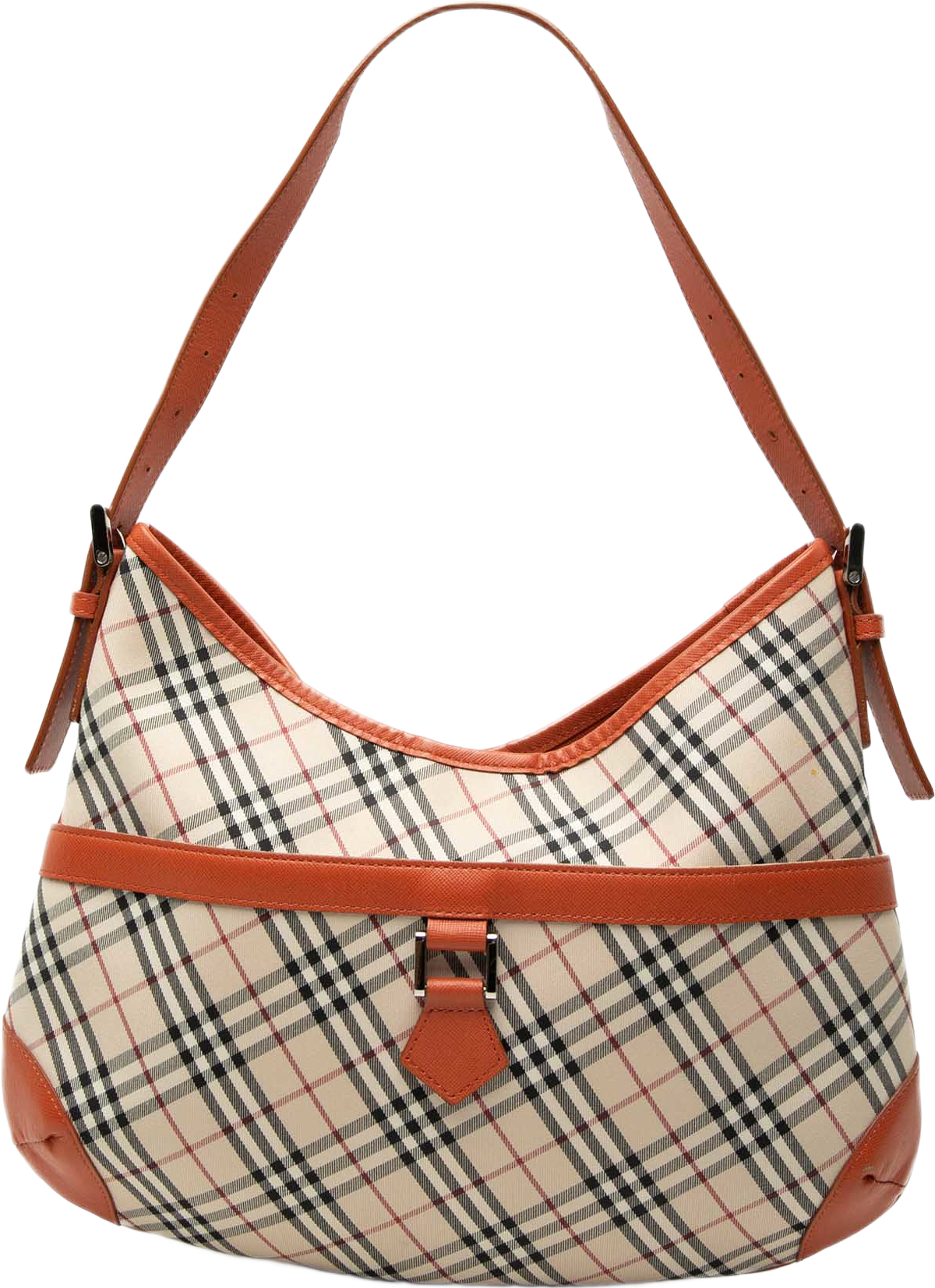 Burberry Nova Check Canvas Hobo, från Luxclusif, i färgen orange. Klicka för att öppna bilden i stort format