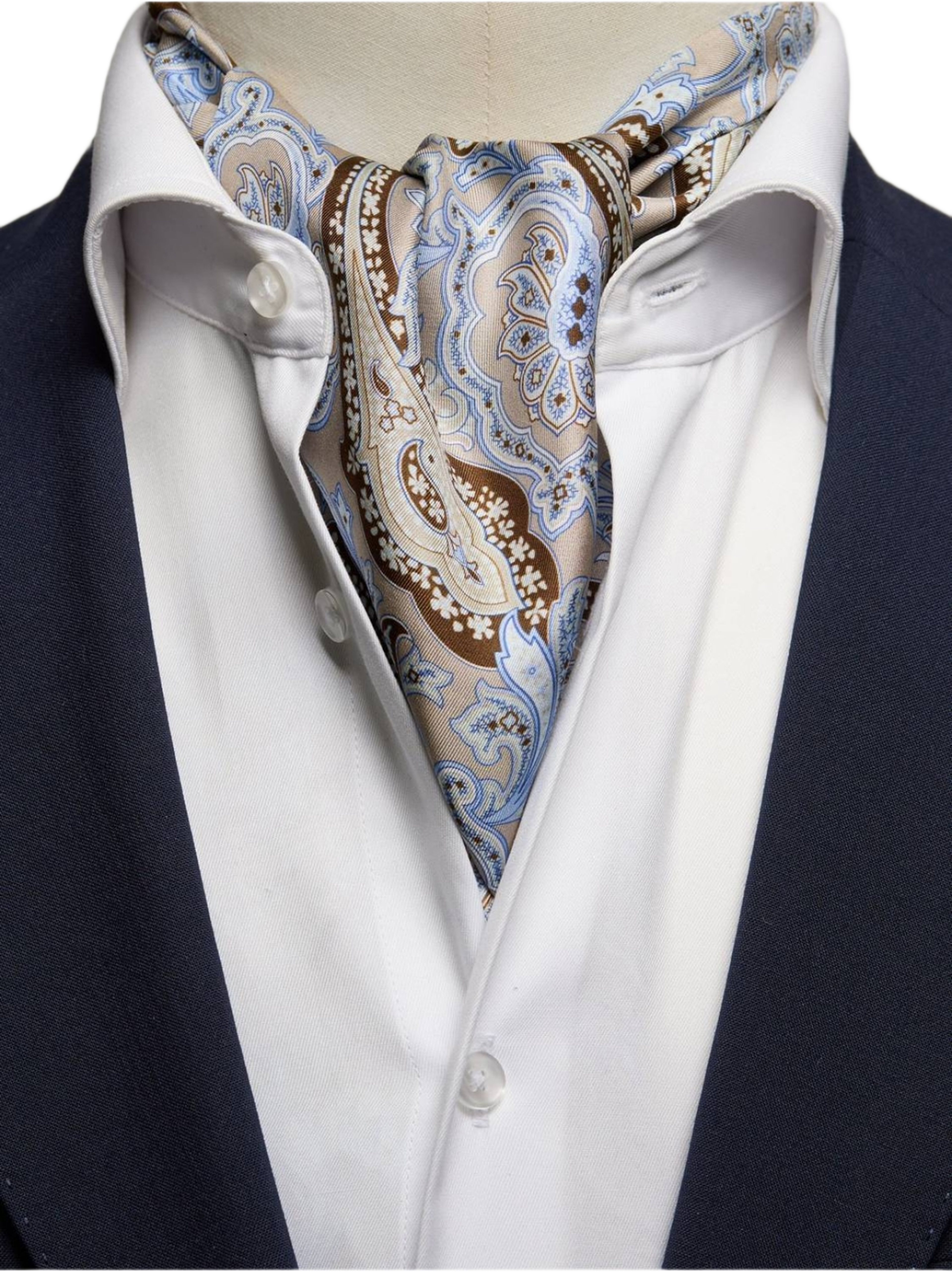 Silk Double Pointed Ascot Paisley, från John Henric, i färgen beige. Klicka för att öppna bilden i stort format