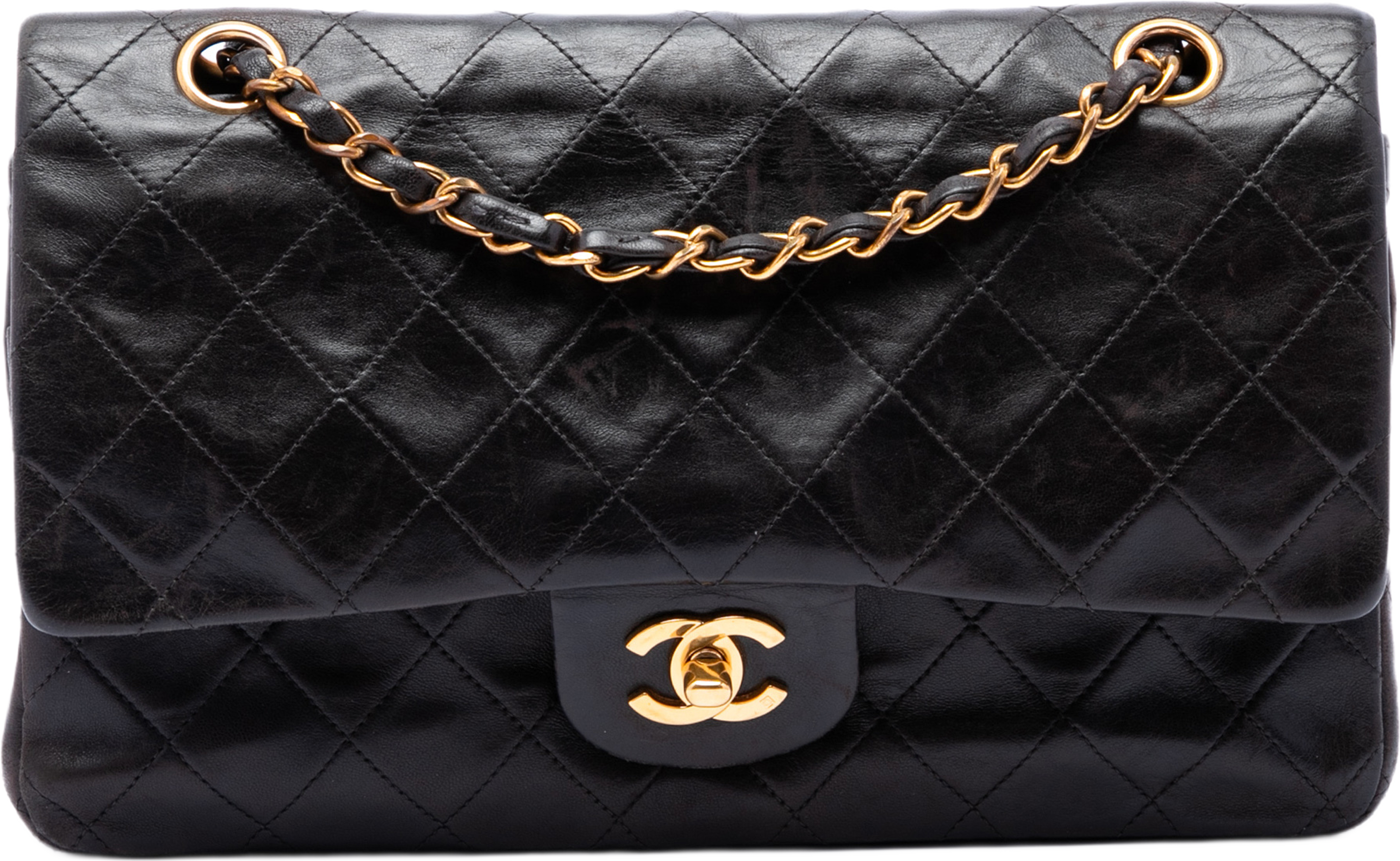 Chanel Medium Classic Lambskin Double Flap, från Luxclusif, i färgen svart. Klicka för att öppna bilden i stort format