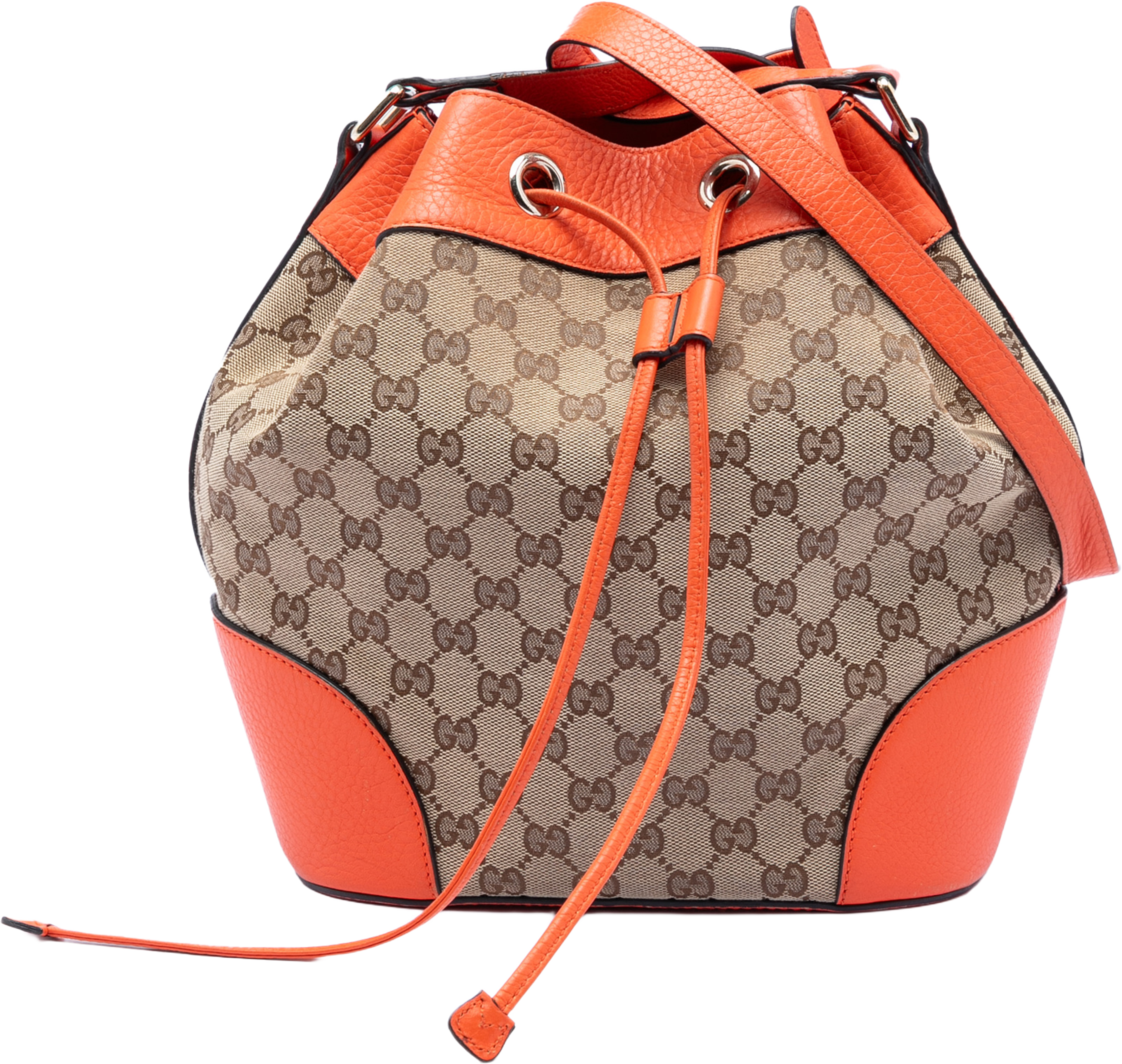 Gucci Gg Canvas Drawstring Bucket Bag, från Luxclusif, i färgen beige. Klicka för att öppna bilden i stort format