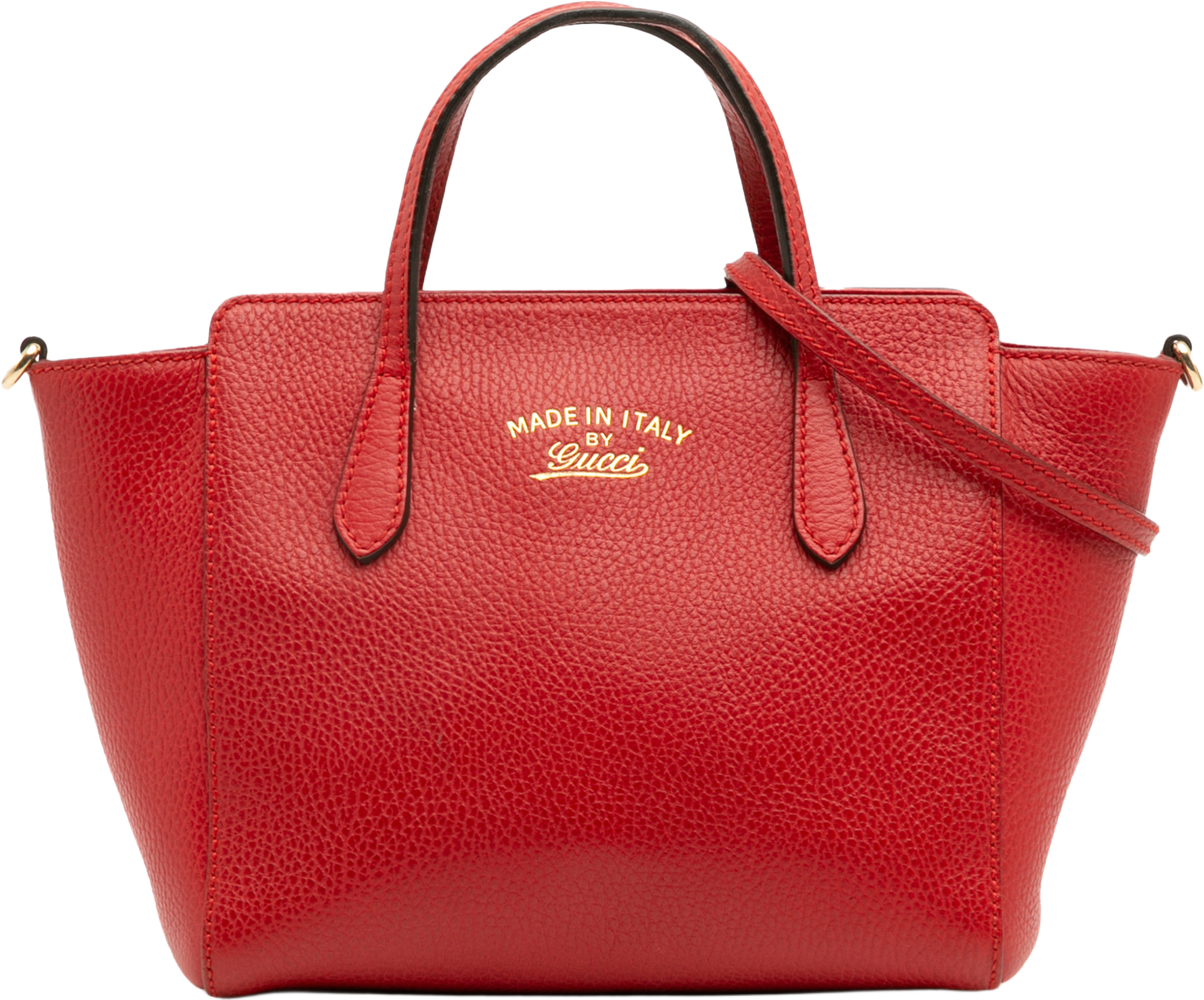 Gucci Mini Leather Swing Satchel, från Luxclusif, i färgen red. Klicka för att öppna bilden i stort format