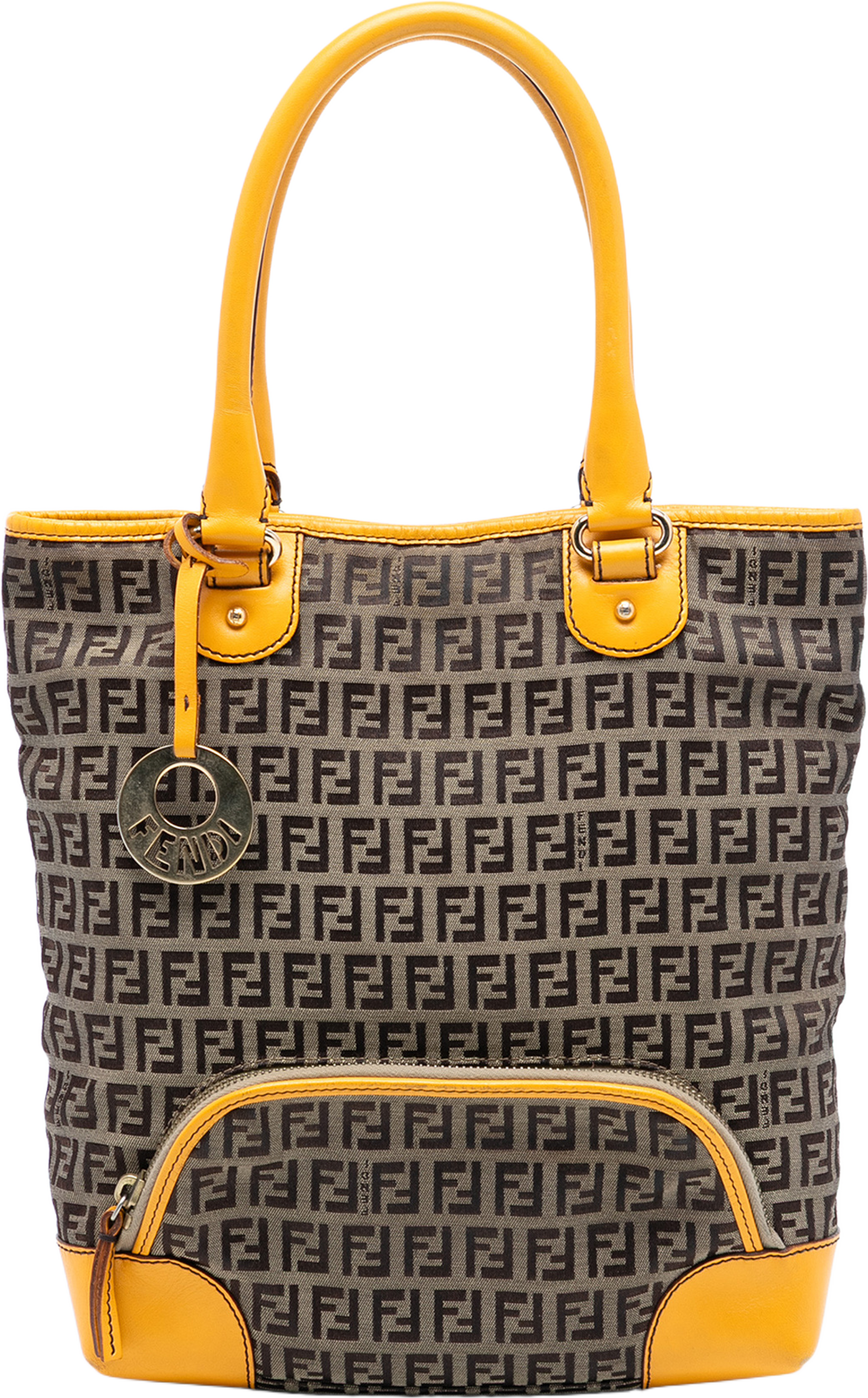 Fendi Zucchino Canvas Chef Front Pocket Shopping Tote, från Luxclusif, i färgen beige. Klicka för att öppna bilden i stort format