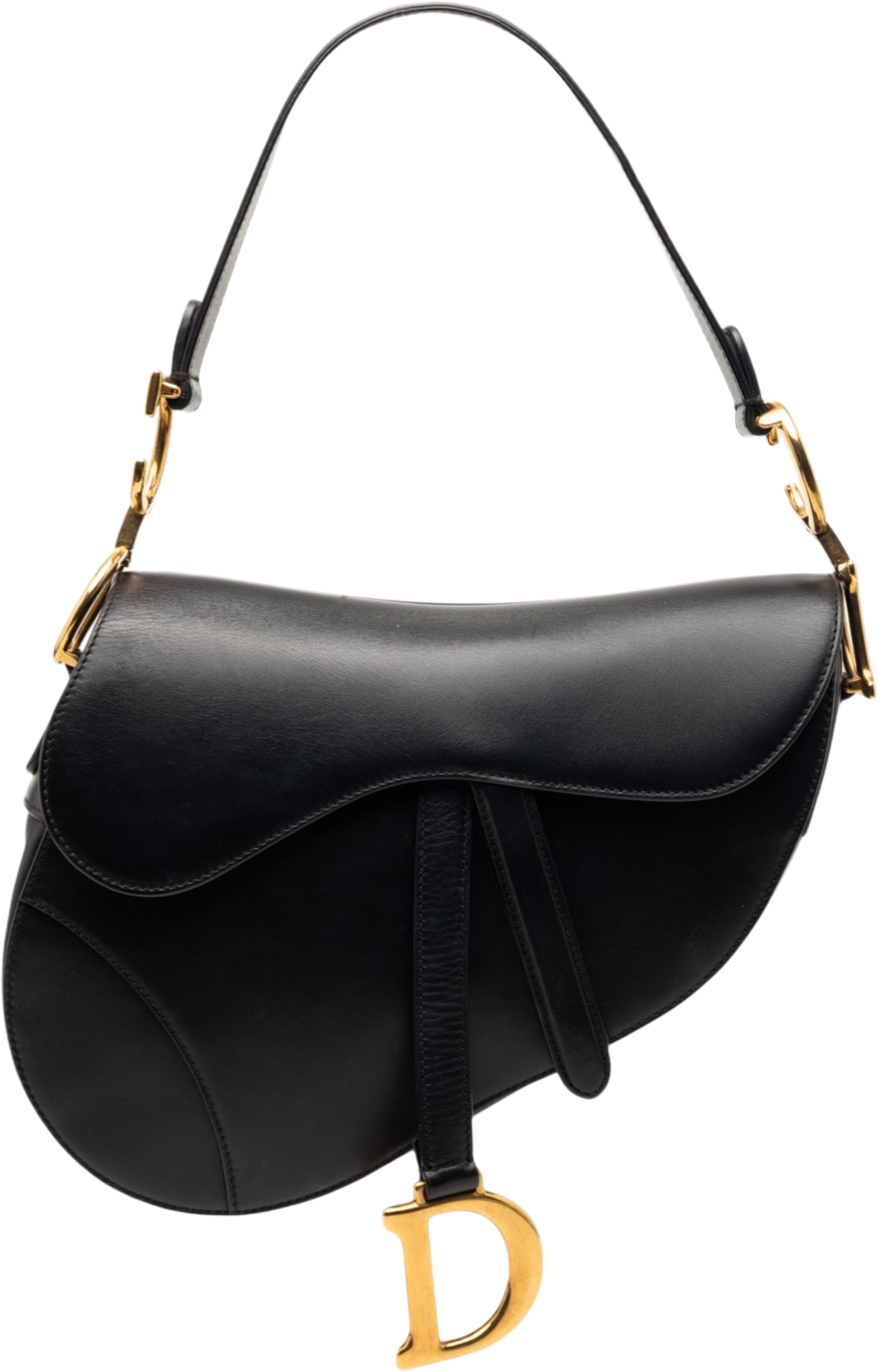 Dior Smooth Calfskin Saddle Bag, från Luxclusif, i färgen black. Klicka för att öppna bilden i stort format