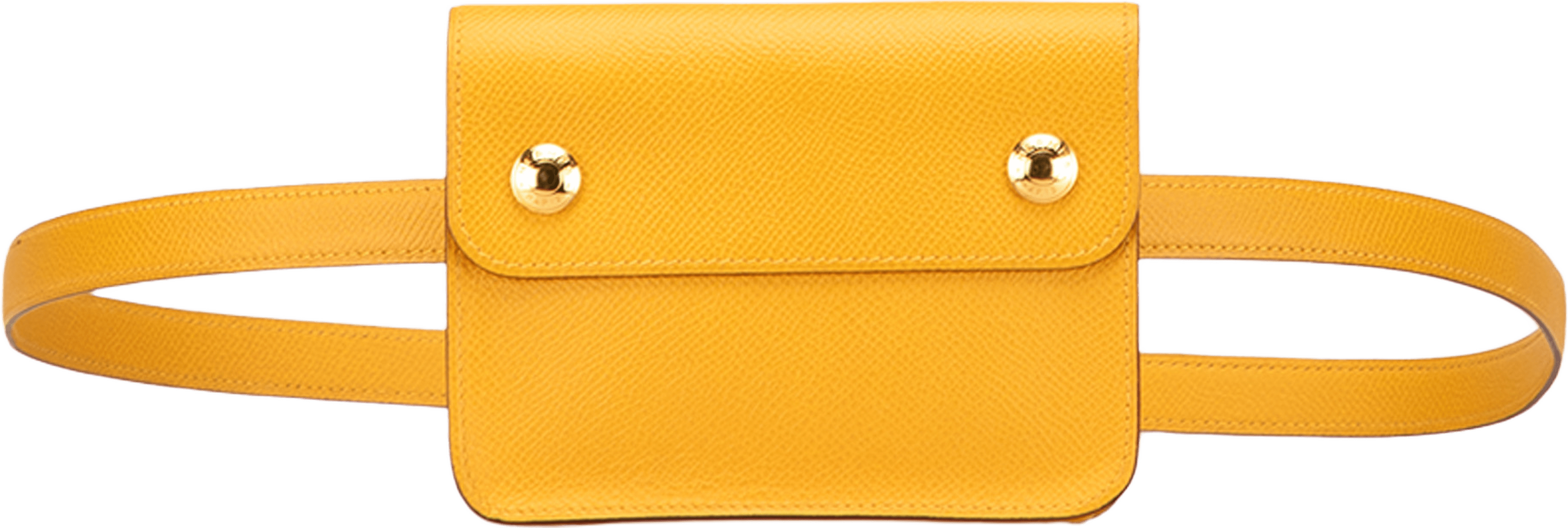 Hermès Courchevel Pochette Belt Bag, från Luxclusif, i färgen yellow. Klicka för att öppna bilden i stort format