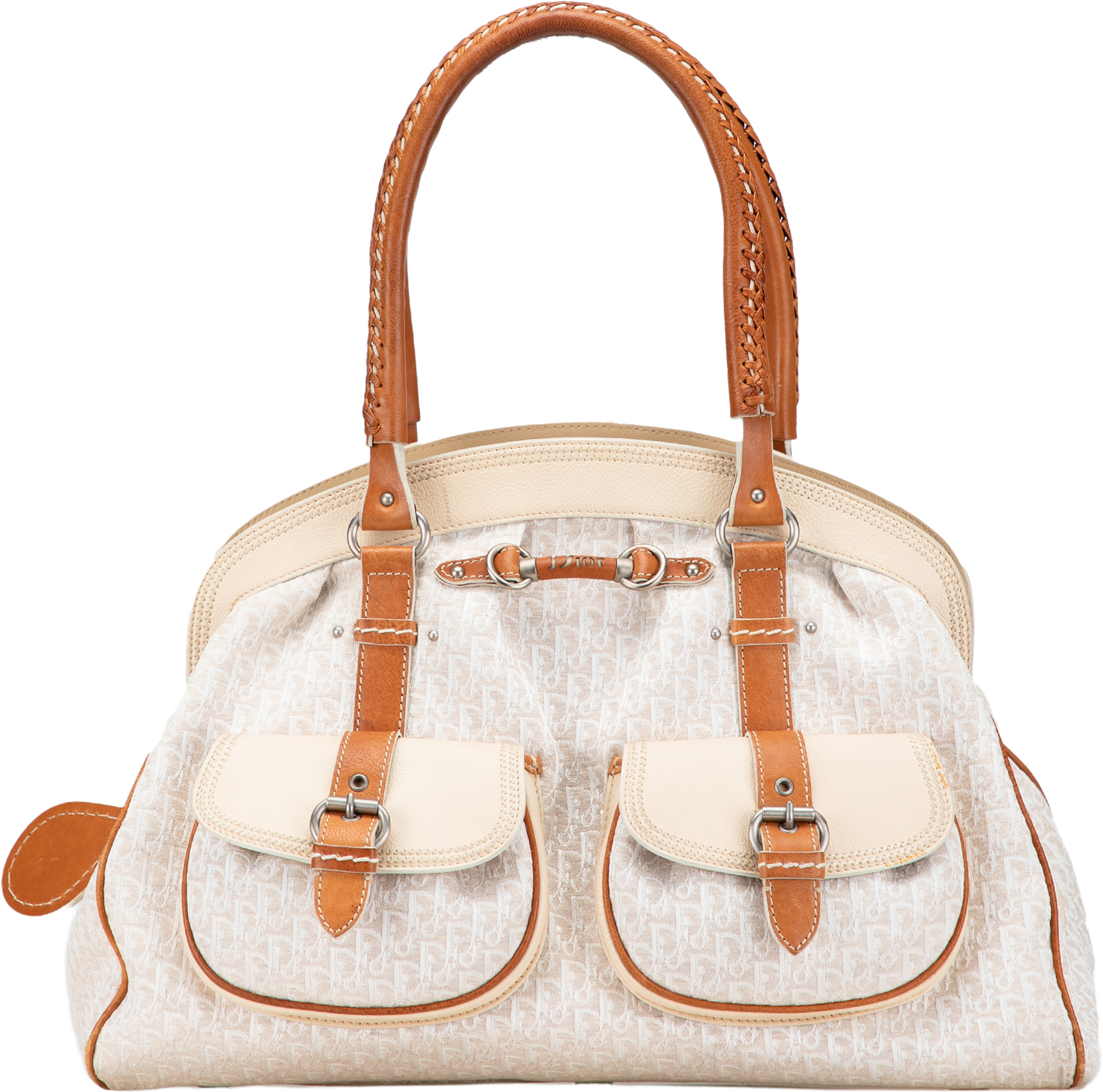 Dior Large Diorissimo Trotter Canvas My Dior Frame Pocket Handbag, från Luxclusif, i färgen light beige. Klicka för att öppna bilden i stort format