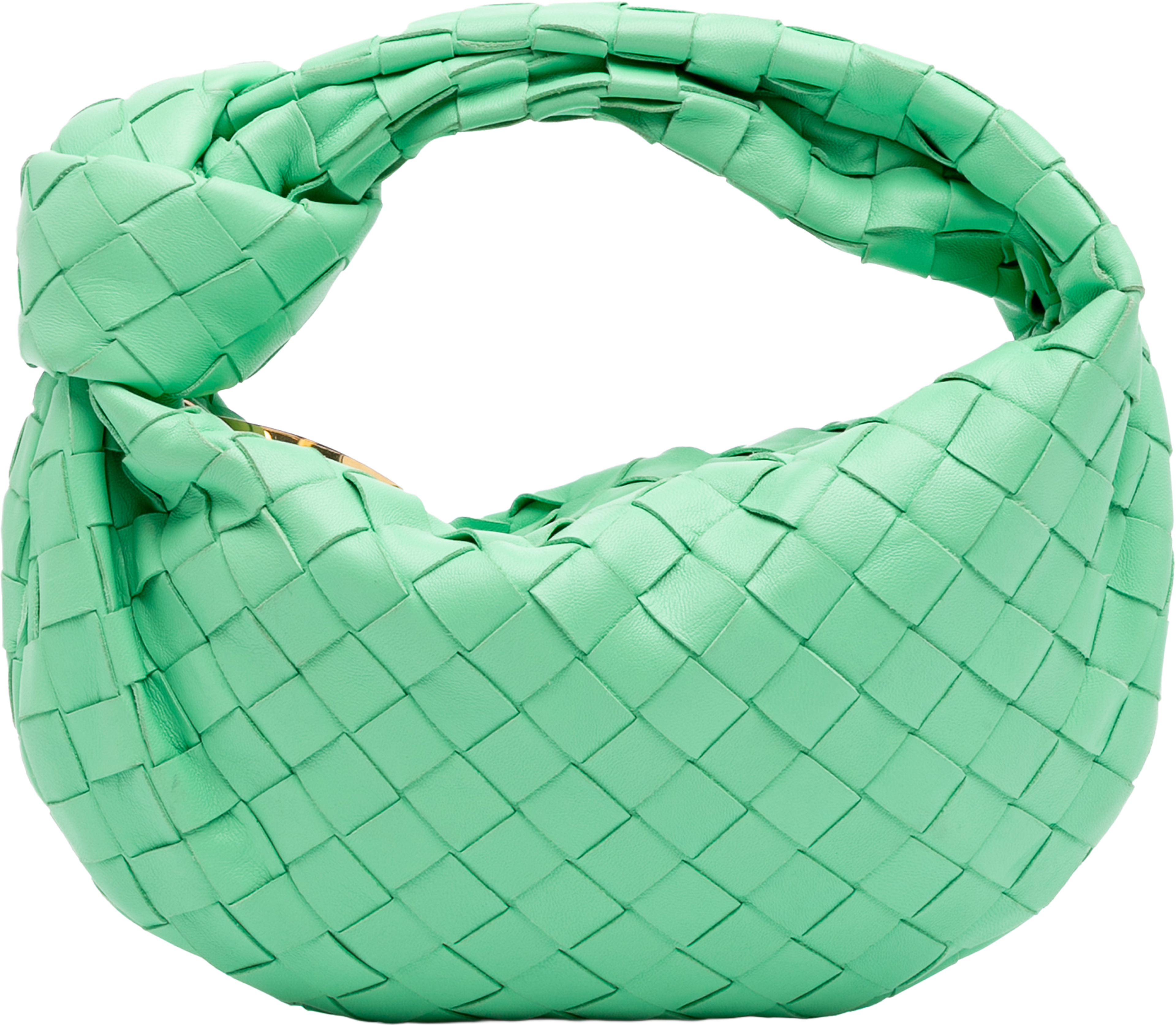 Bottega Veneta Mini Nappa Intrecciato Jodie, från Luxclusif, i färgen mint. Klicka för att öppna bilden i stort format