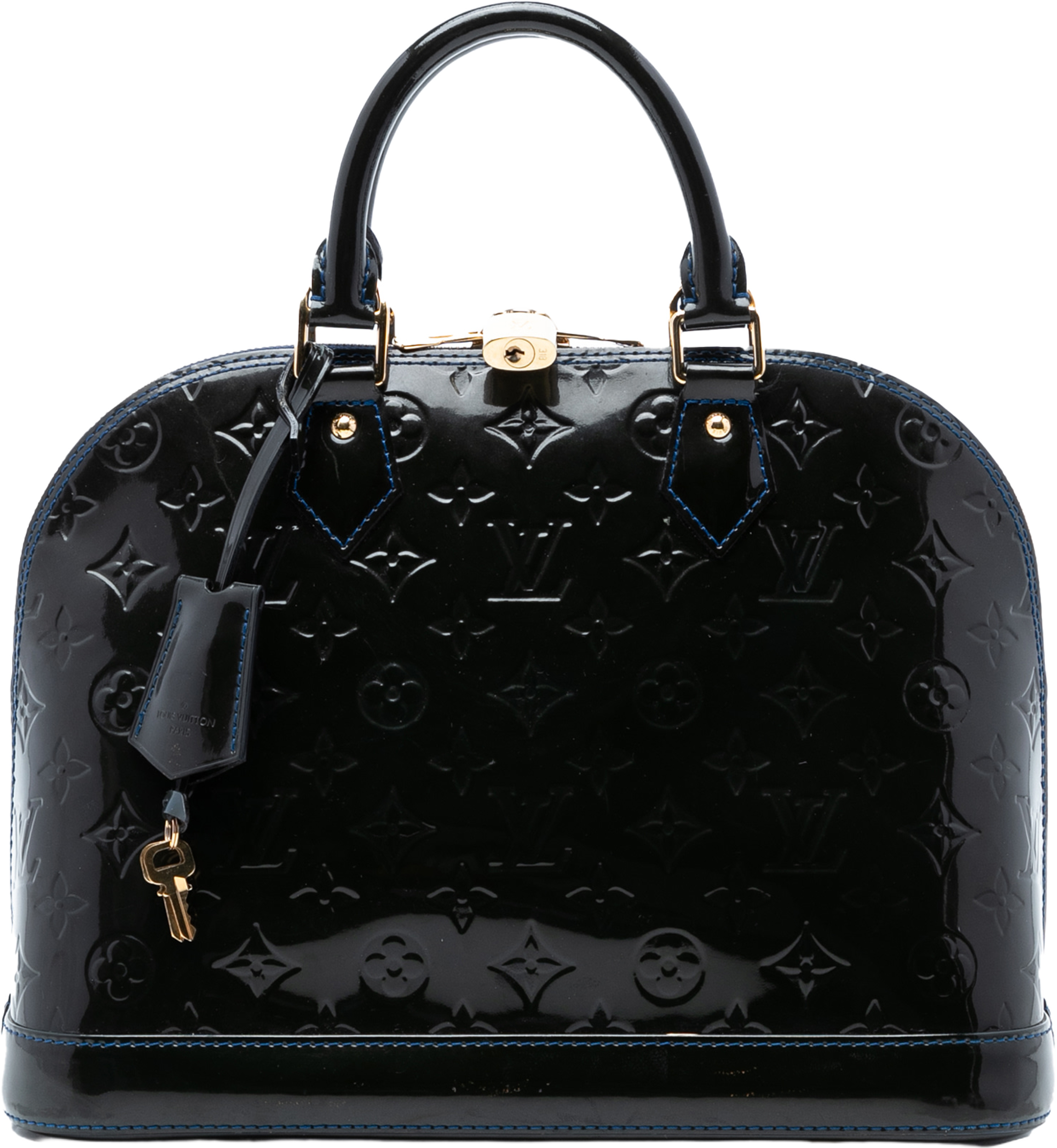 Louis Vuitton Monogram Vernis Alma Pm, från Luxclusif, i färgen dark blue. Klicka för att öppna bilden i stort format
