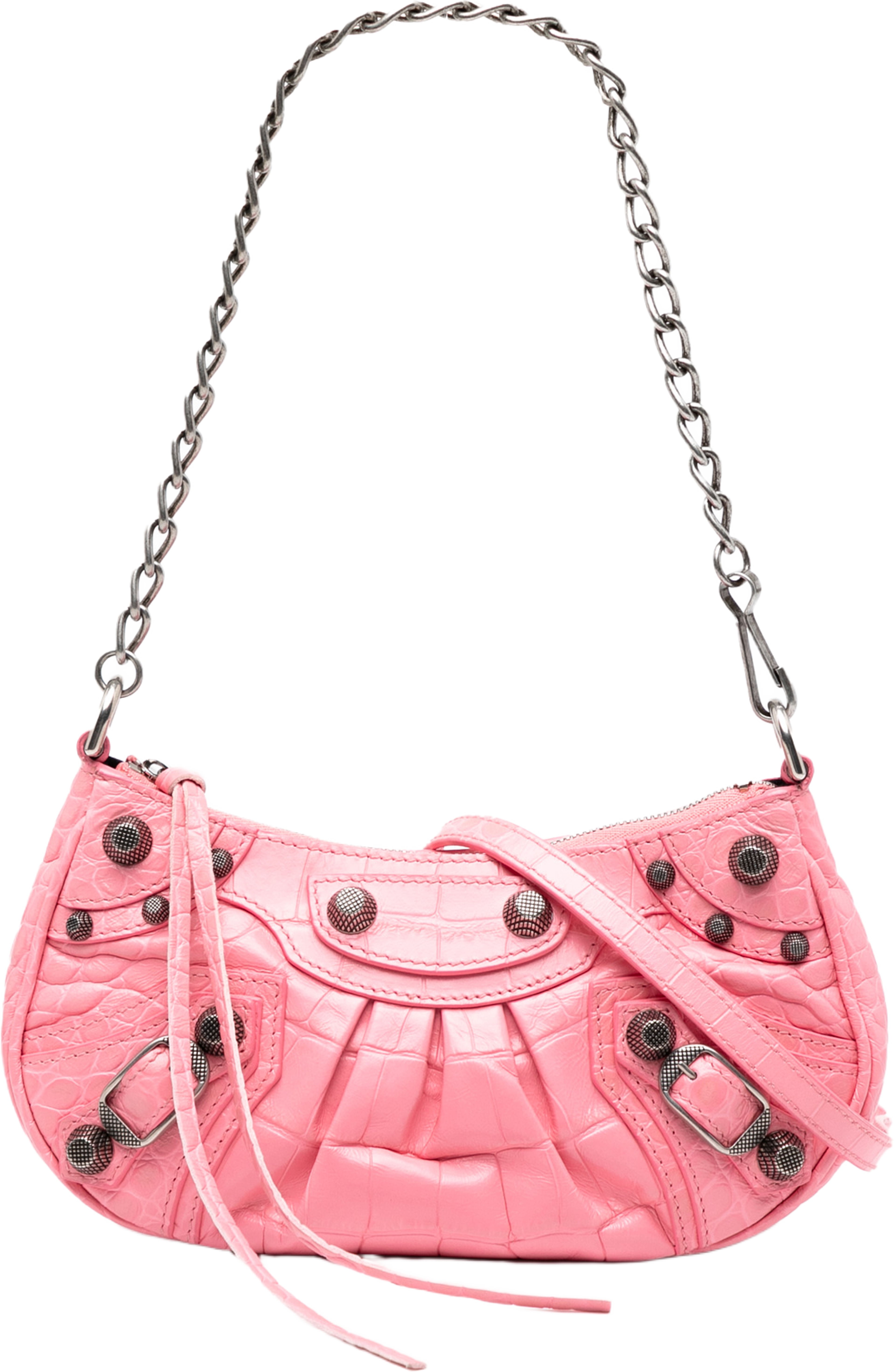 Balenciaga Mini Embossed Leather Motocross Le Cagole, från Luxclusif, i färgen pink. Klicka för att öppna bilden i stort format