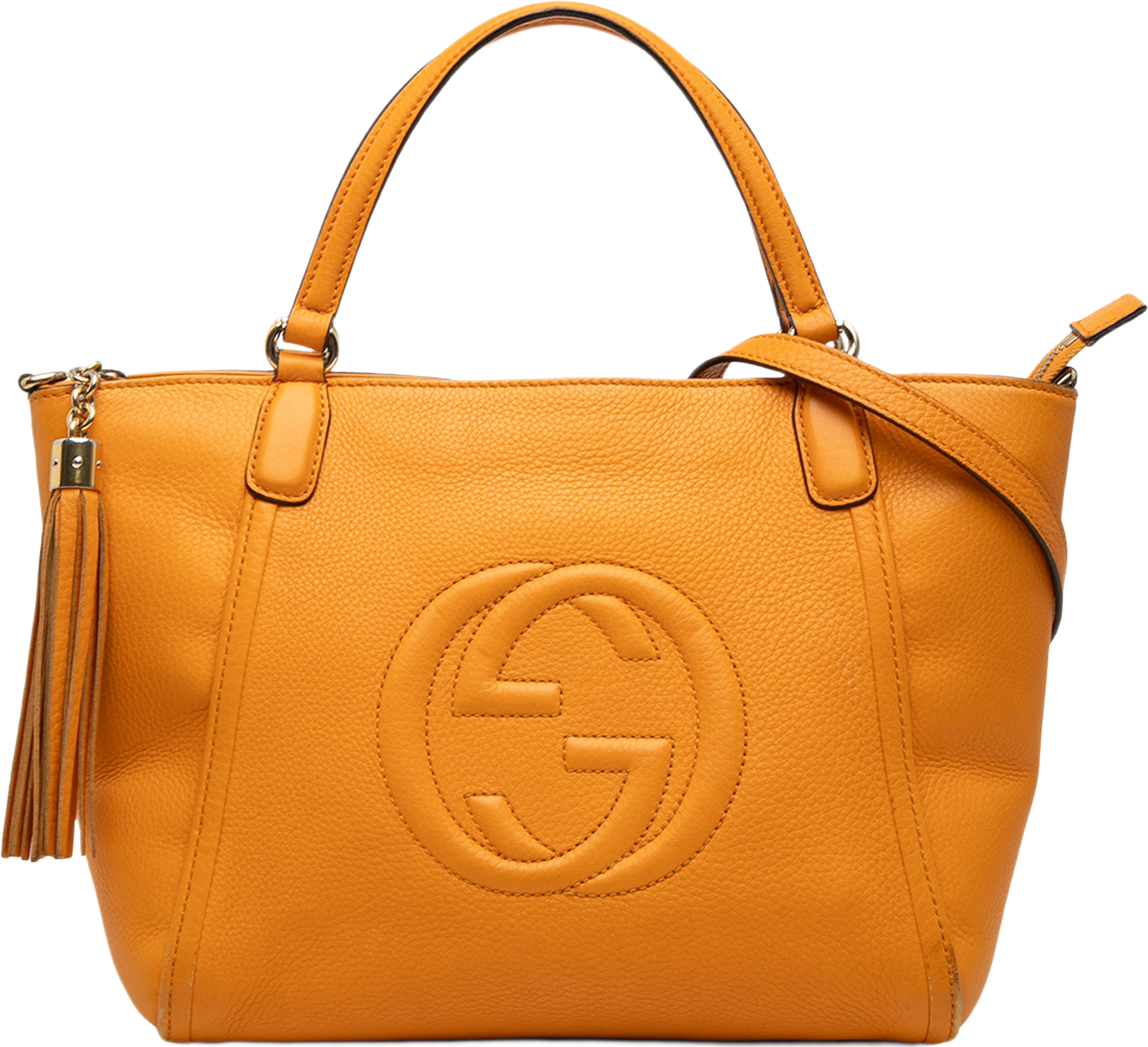 Gucci Small Calfskin Soho Cellarius Satchel, från Luxclusif, i färgen yellow. Klicka för att öppna bilden i stort format