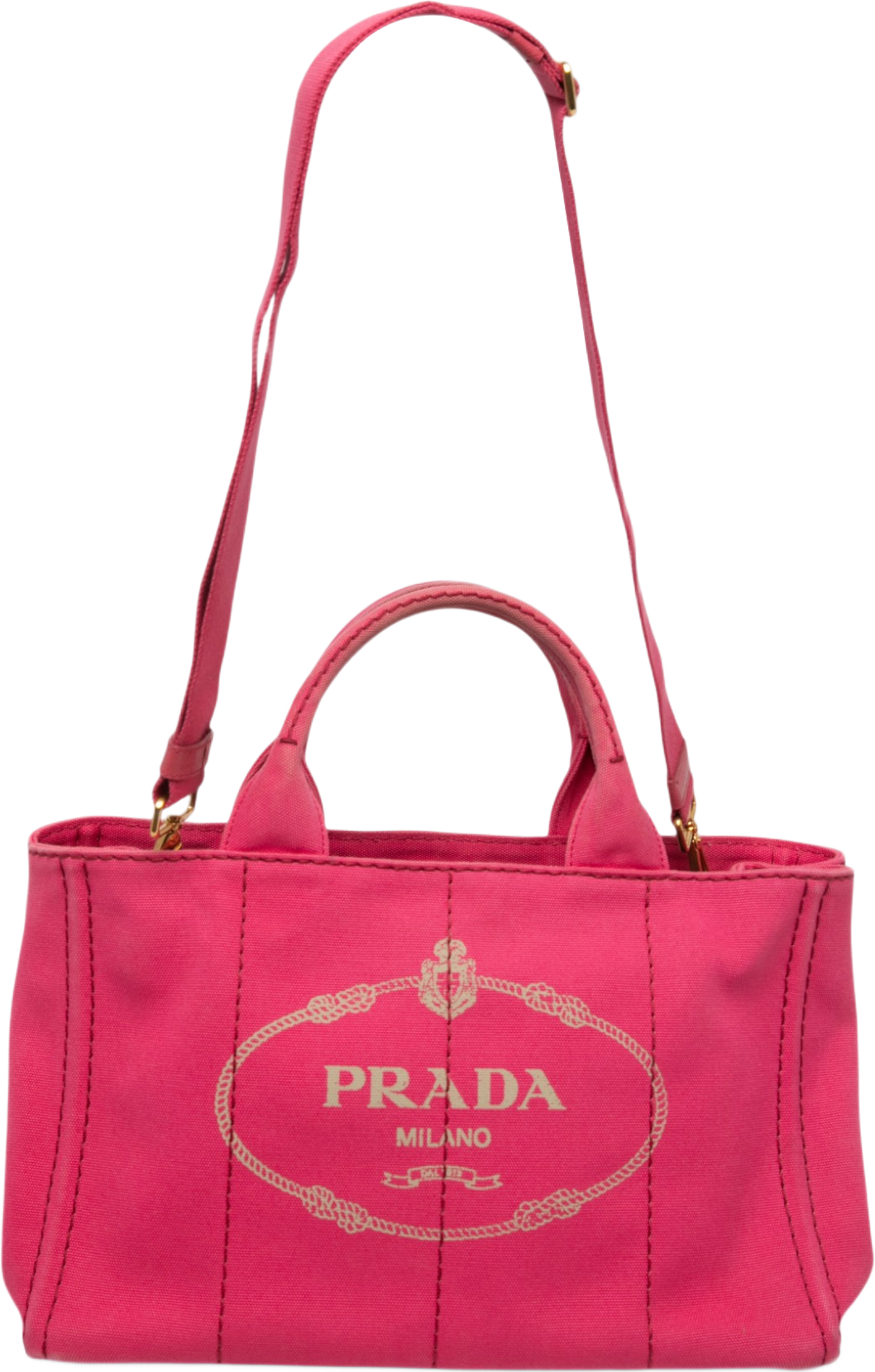 Prada Canvas Canapa Logo Tote, från Luxclusif, i färgen rosa. Klicka för att öppna bilden i stort format