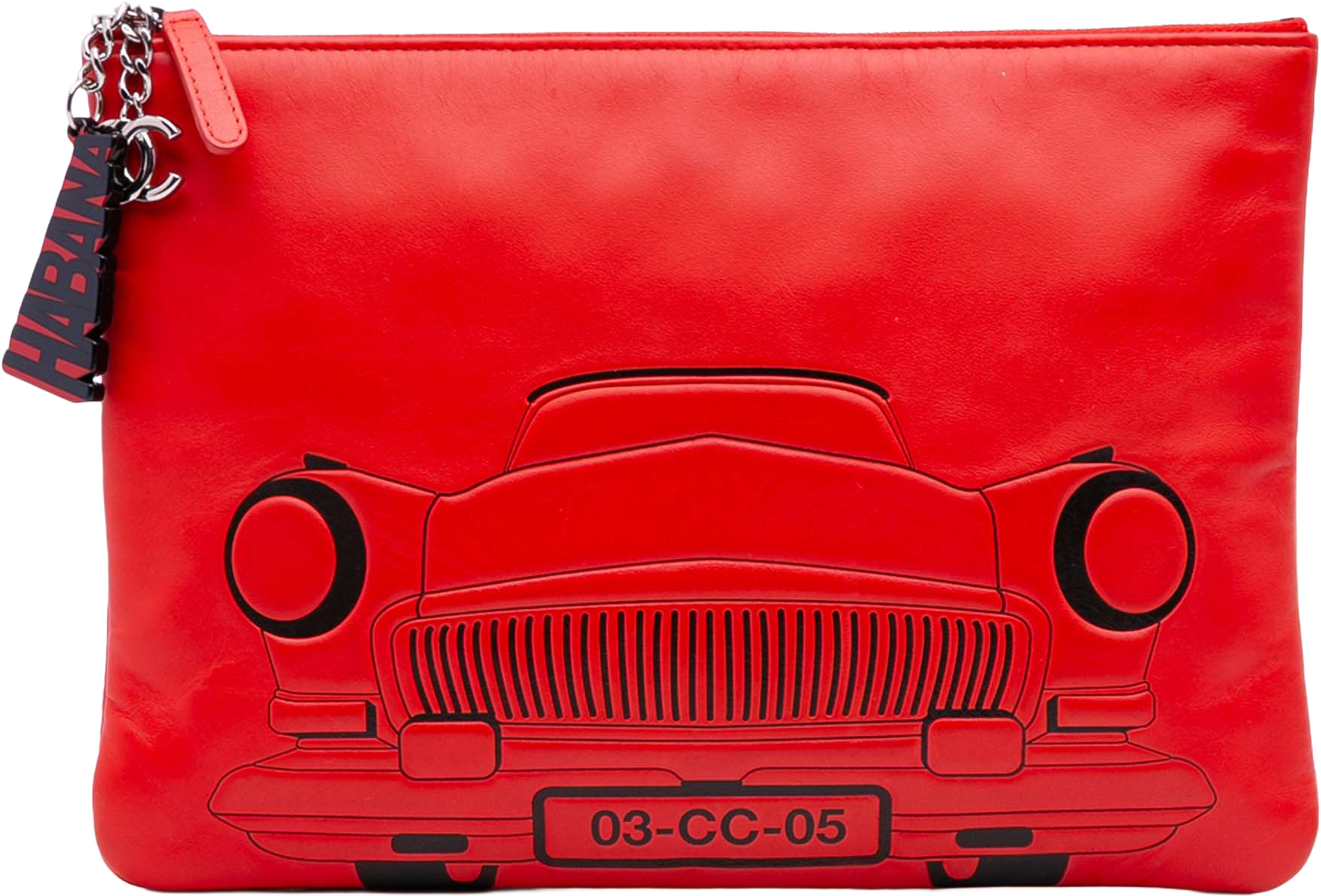 Chanel Medium Printed Lambskin Cuba La Habana O Case Clutch, från Luxclusif, i färgen red. Klicka för att öppna bilden i stort format