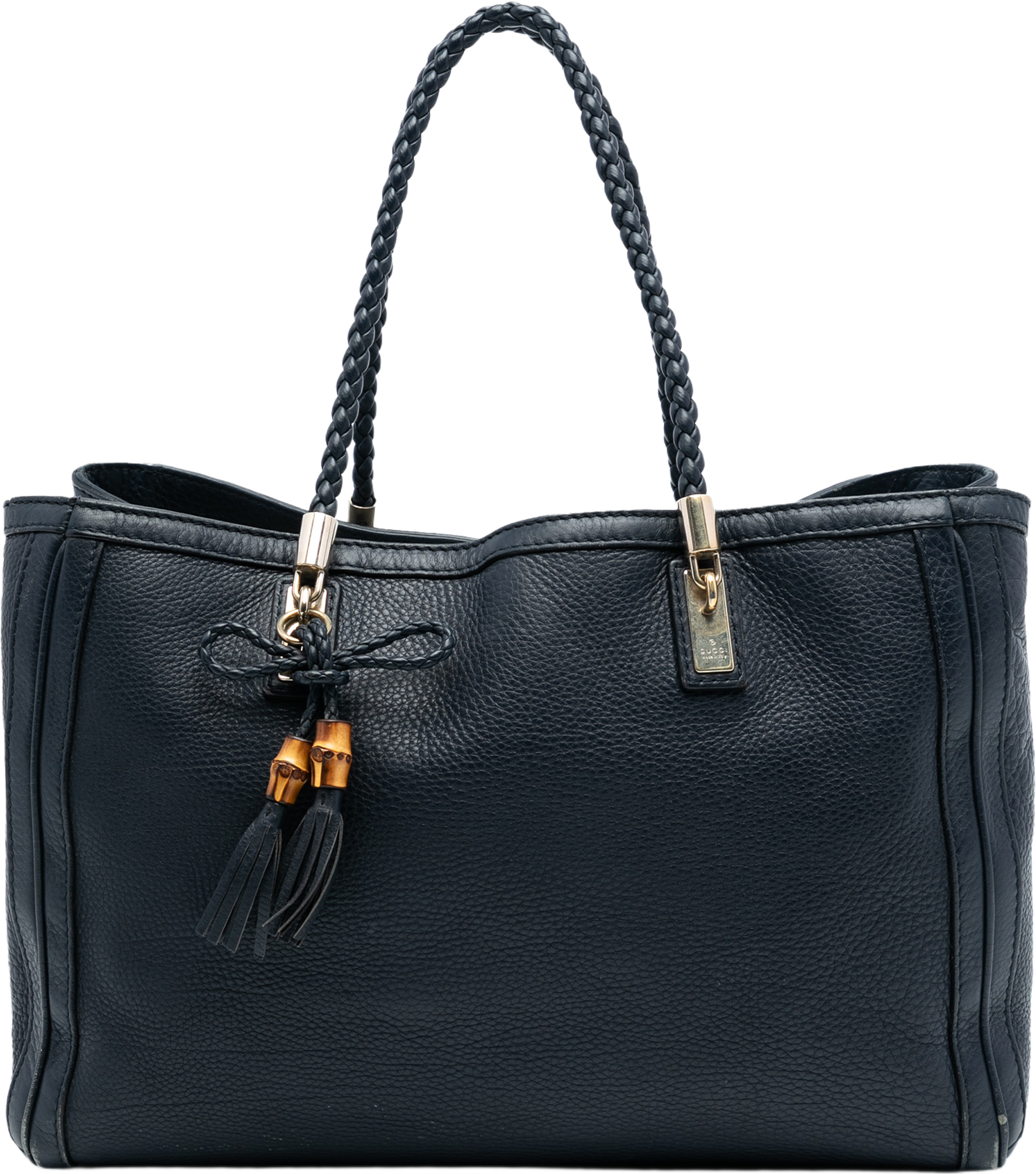 Gucci Medium Leather Bella Tote, från Luxclusif, i färgen navy. Klicka för att öppna bilden i stort format