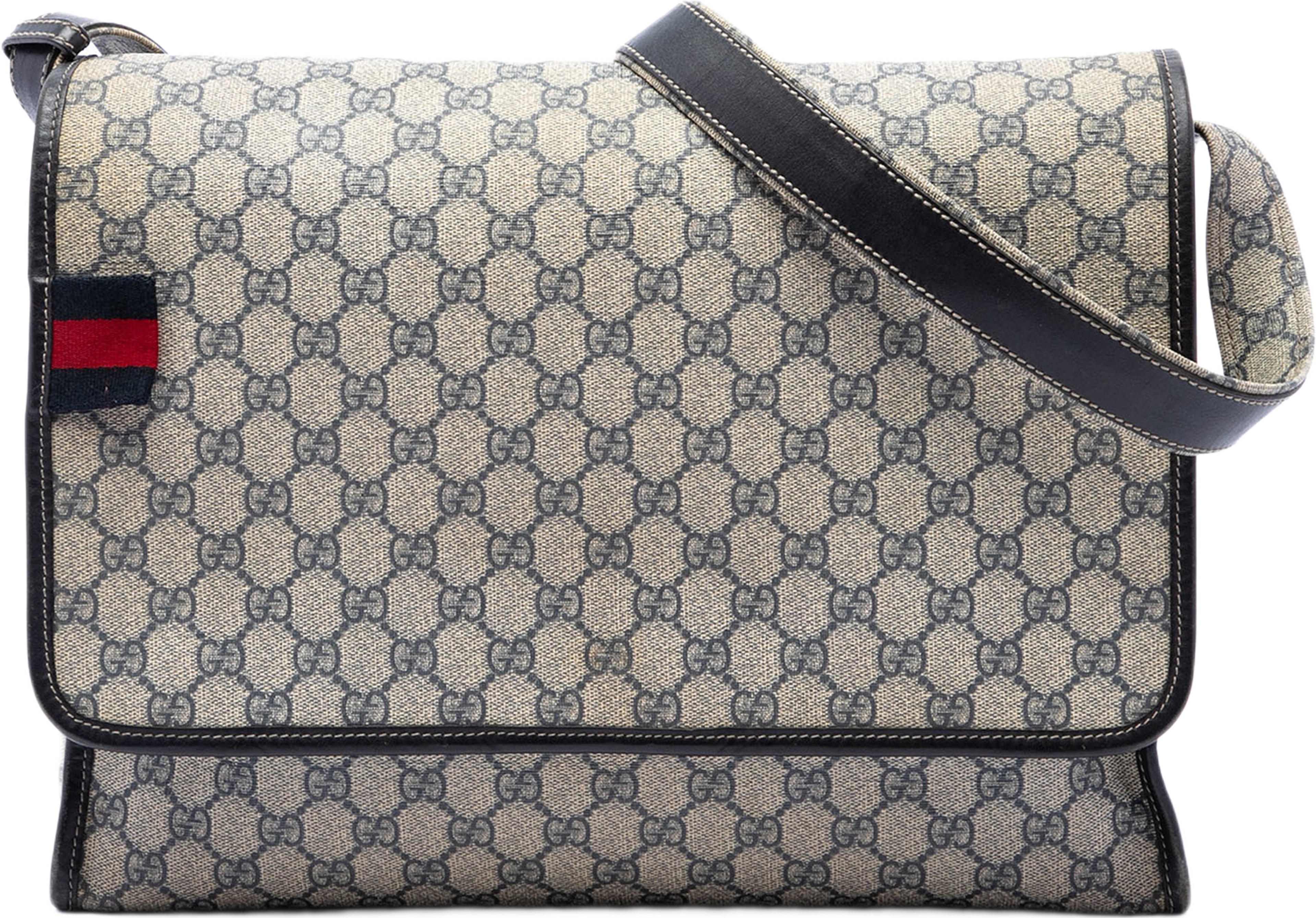 Gucci Gg Supreme Web Messenger Bag, från Luxclusif, i färgen beige. Klicka för att öppna bilden i stort format