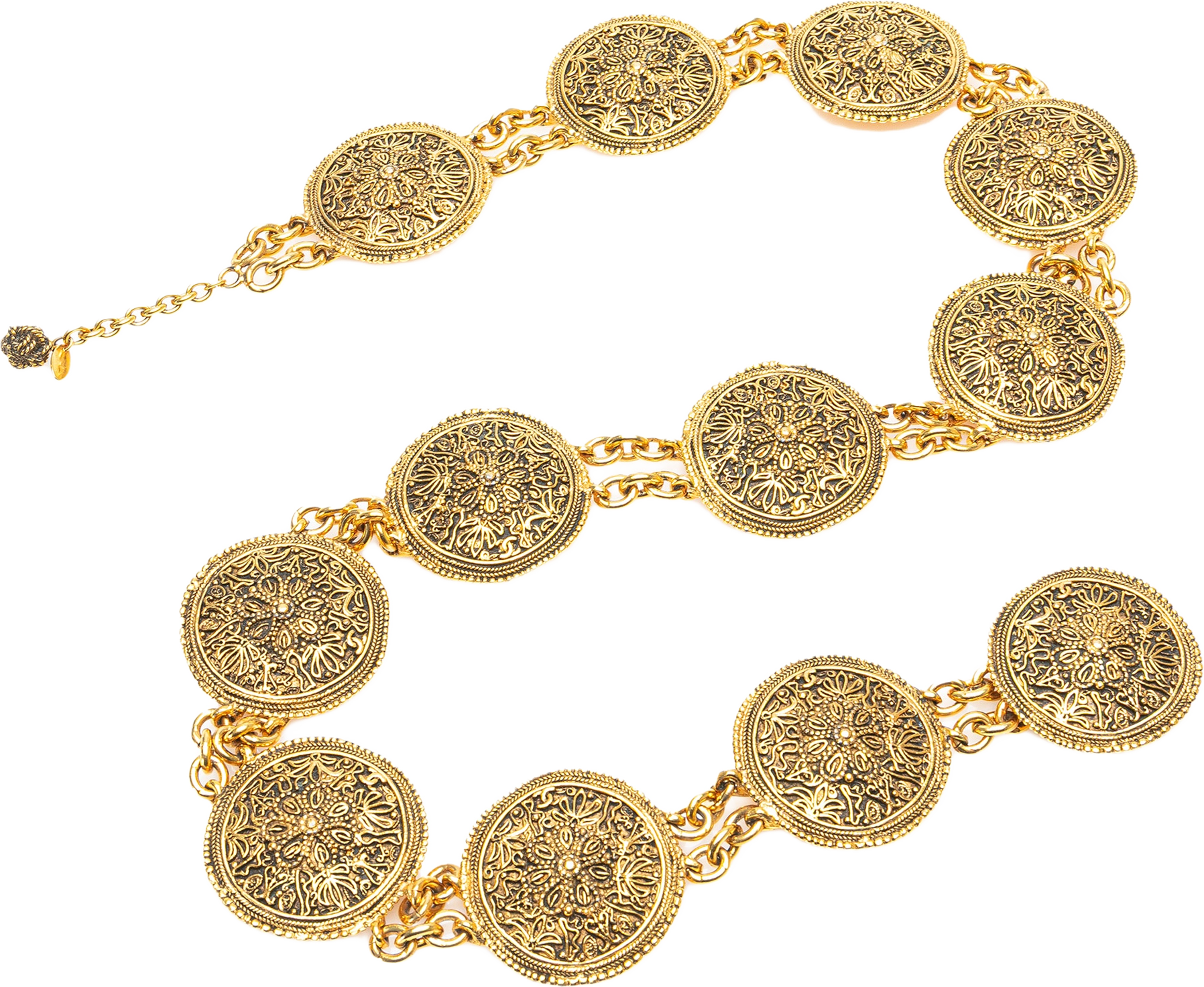 Chanel Gold Plated Coin Medallion Belt, från Luxclusif, i färgen gold. Klicka för att öppna bilden i stort format