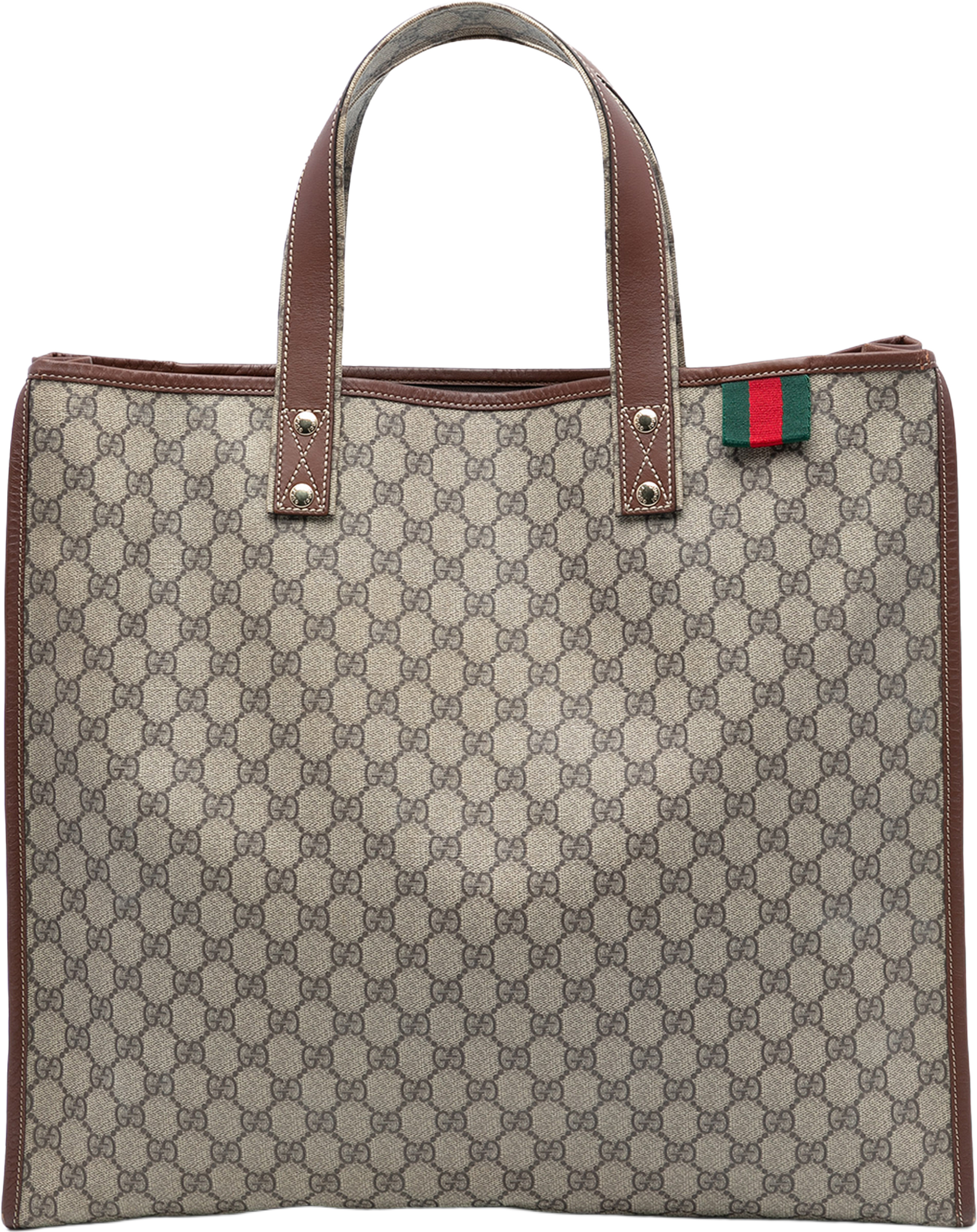 Gucci Large Gg Supreme Web Loop Tote, från Luxclusif, i färgen beige. Klicka för att öppna bilden i stort format