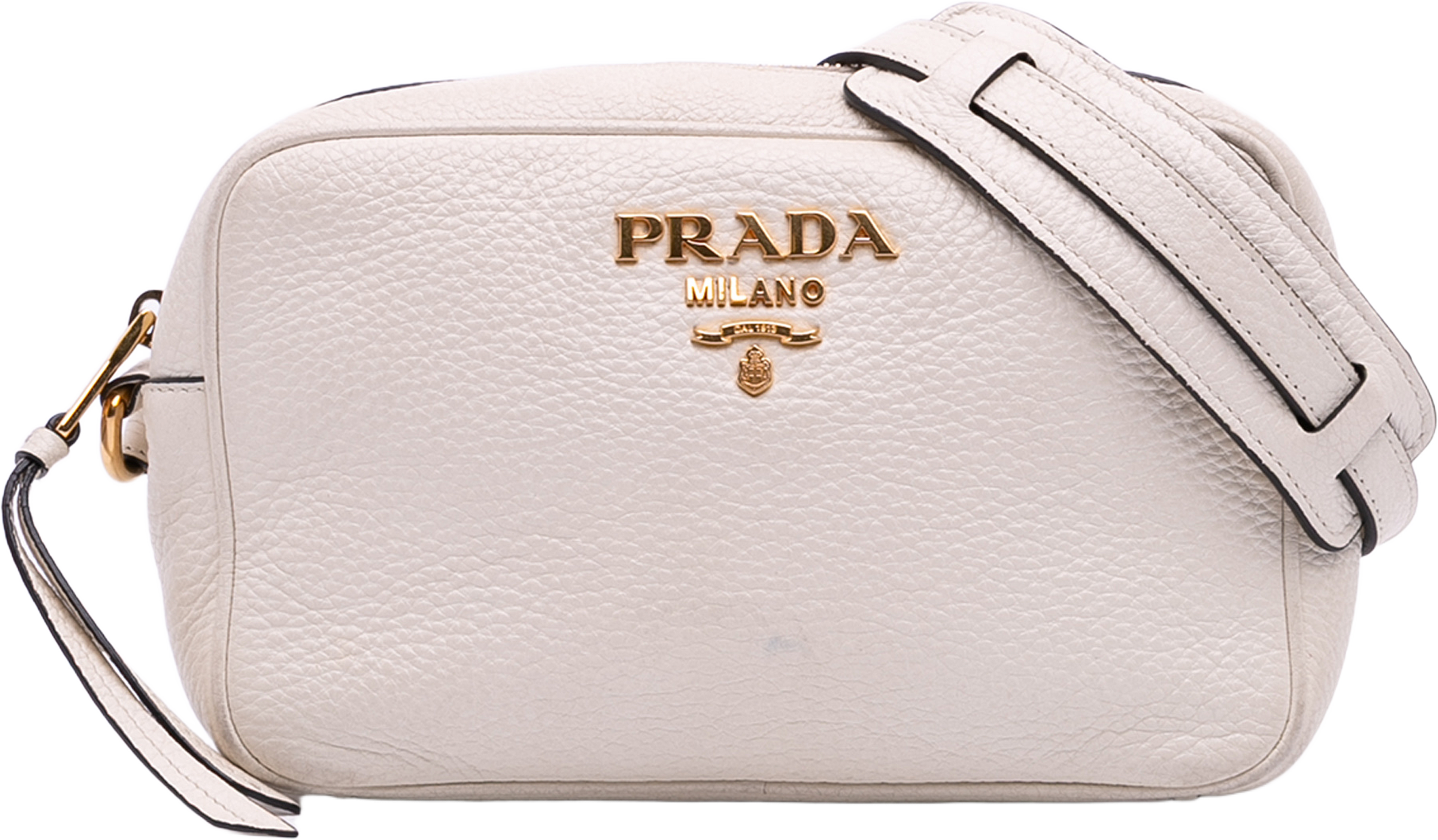 Prada Vitello Daino Camera Bag, från Luxclusif, i färgen white. Klicka för att öppna bilden i stort format