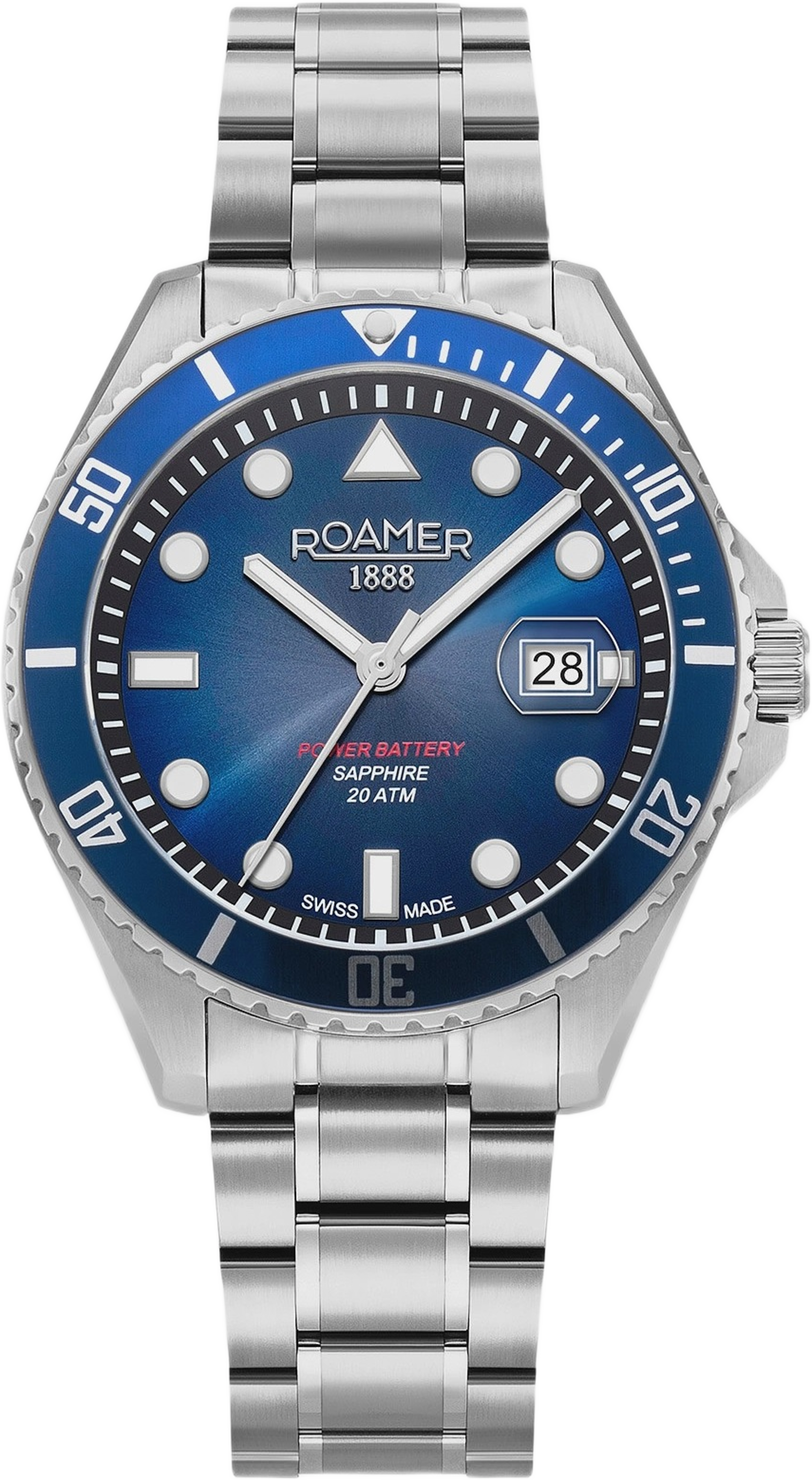 Roamer Pro Scuba 200 Herr Blå/stållänk - 969845 41 45 20, från ROAMER, i färgen 1. Klicka för att öppna bilden i stort format