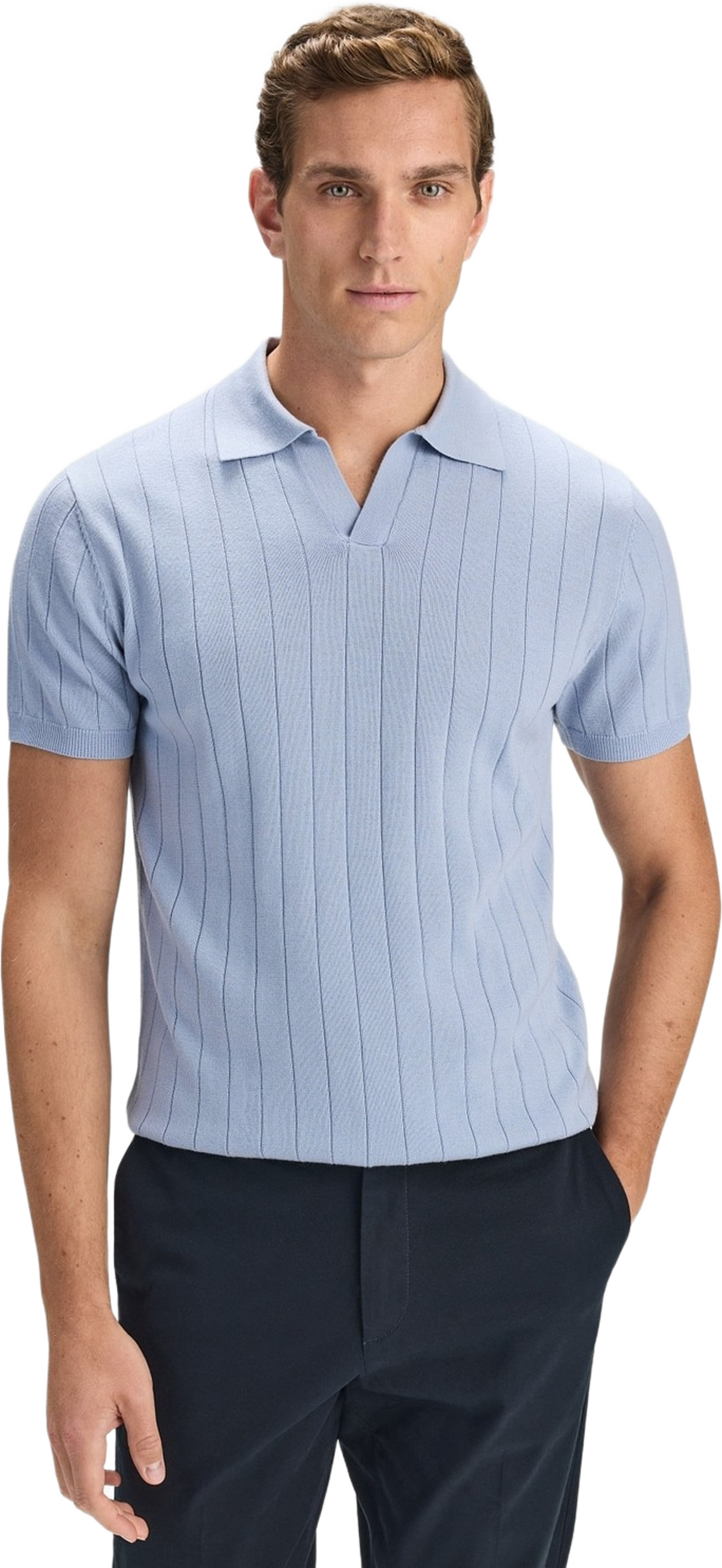 Merino Rib Knitted Ss Polo Sweater (era)