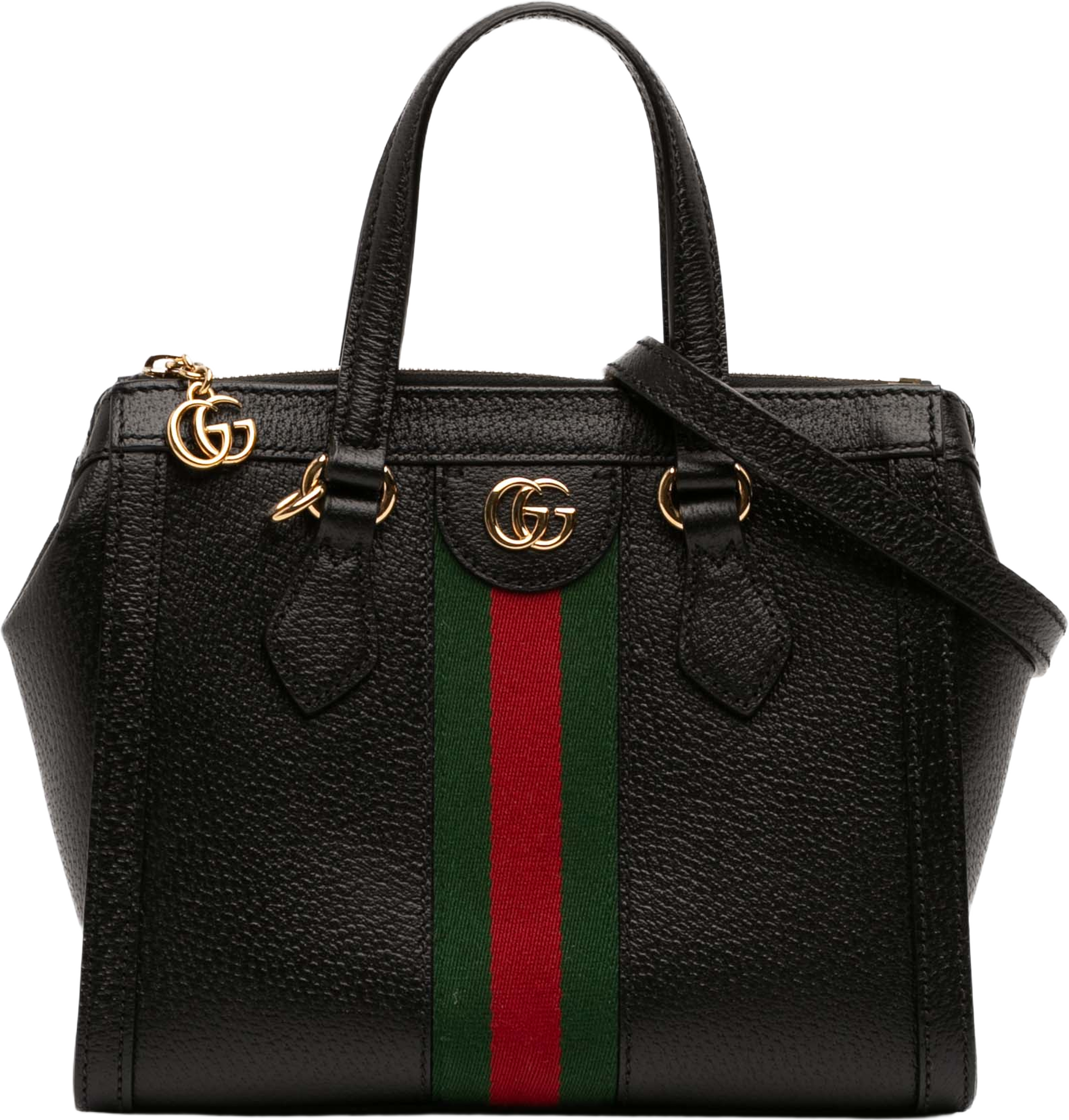 Gucci Small Leather Web Ophidia Satchel, från Luxclusif, i färgen black. Klicka för att öppna bilden i stort format