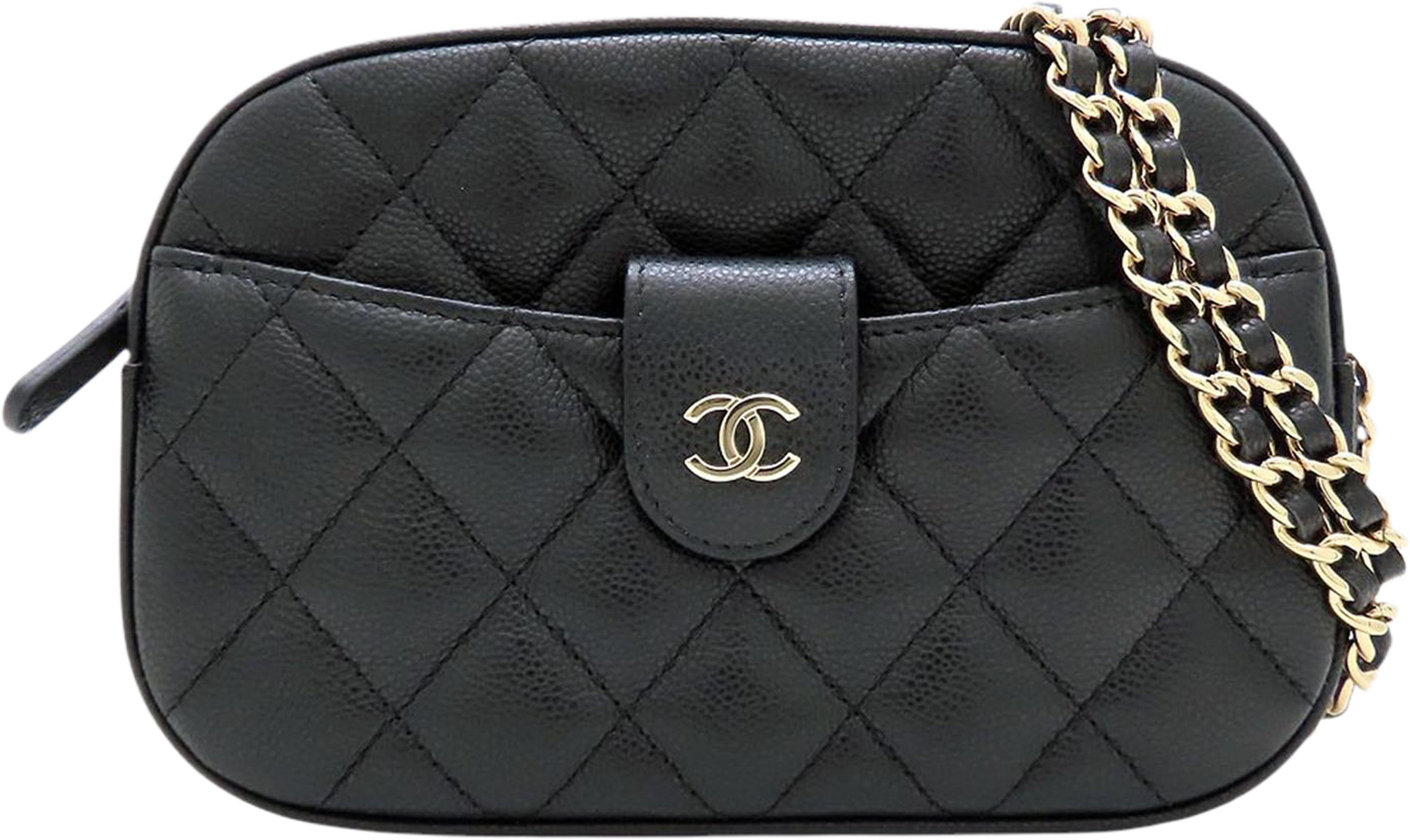 Chanel Cc Quilted Caviar Camera Bag, från Luxclusif, i färgen svart. Klicka för att öppna bilden i stort format