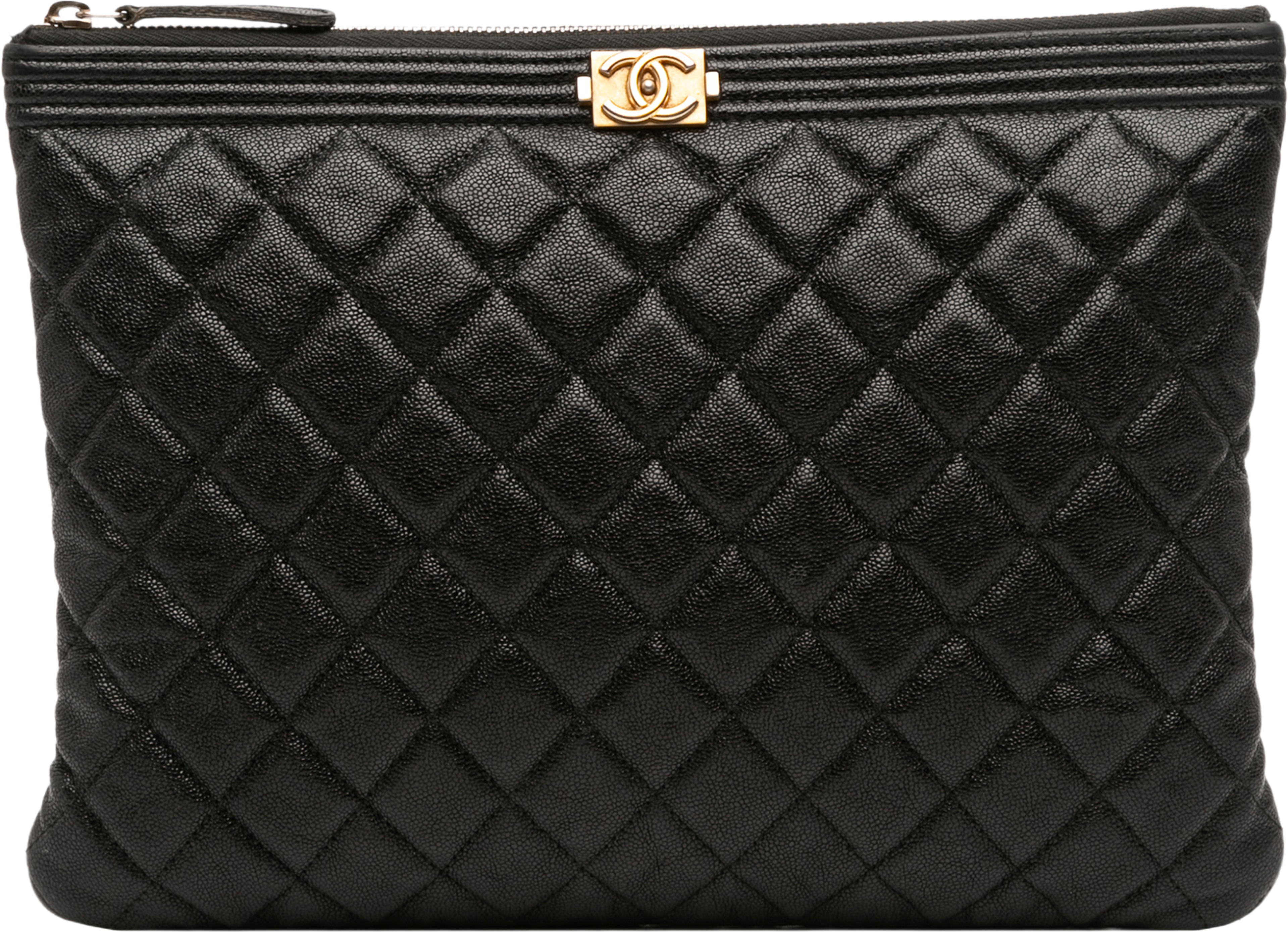Chanel Medium Quilted Caviar Boy O Case Clutch, från Luxclusif, i färgen black. Klicka för att öppna bilden i stort format