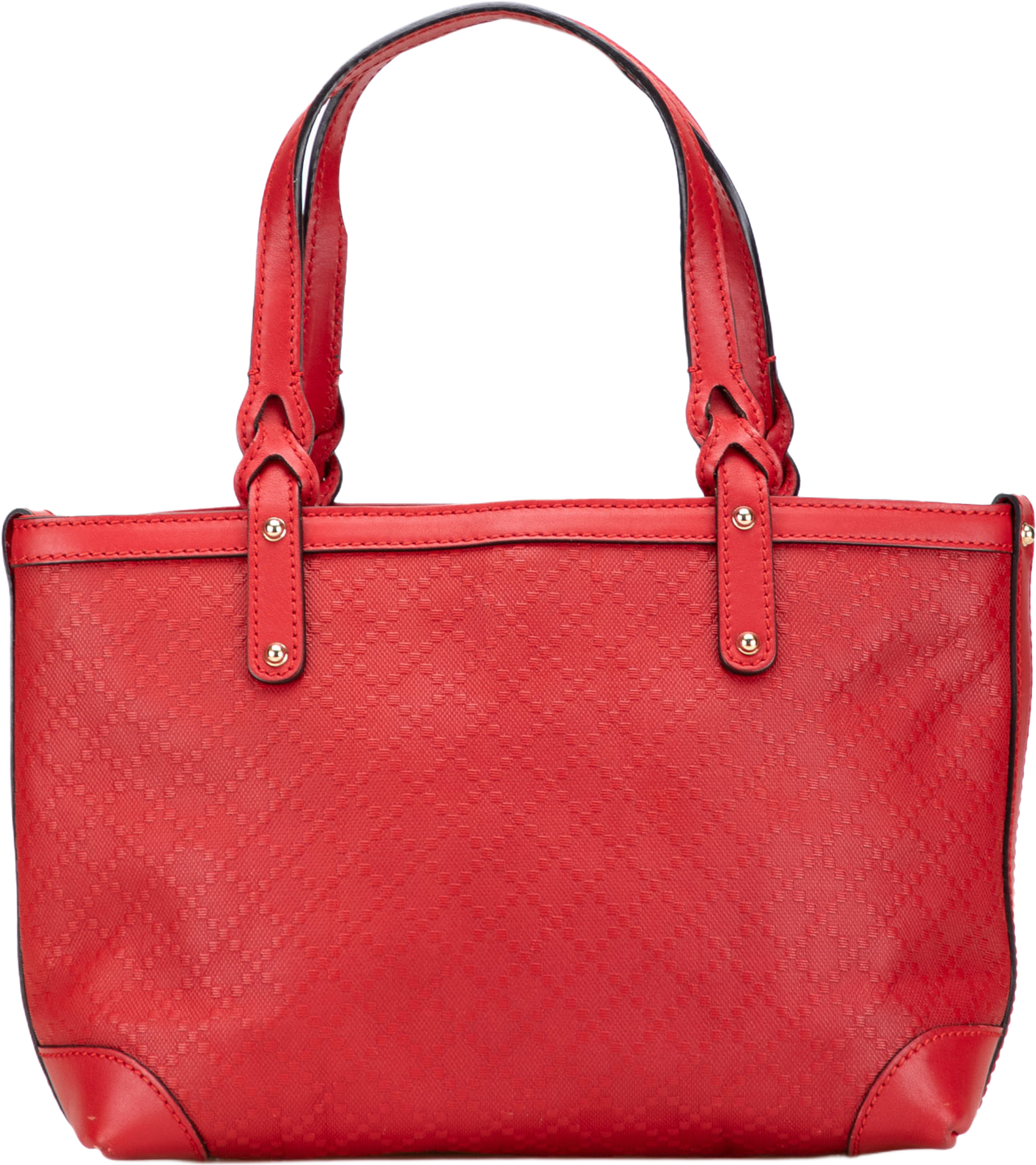 Gucci Small Diamante Leather Craft Tote, från Luxclusif, i färgen red. Klicka för att öppna bilden i stort format