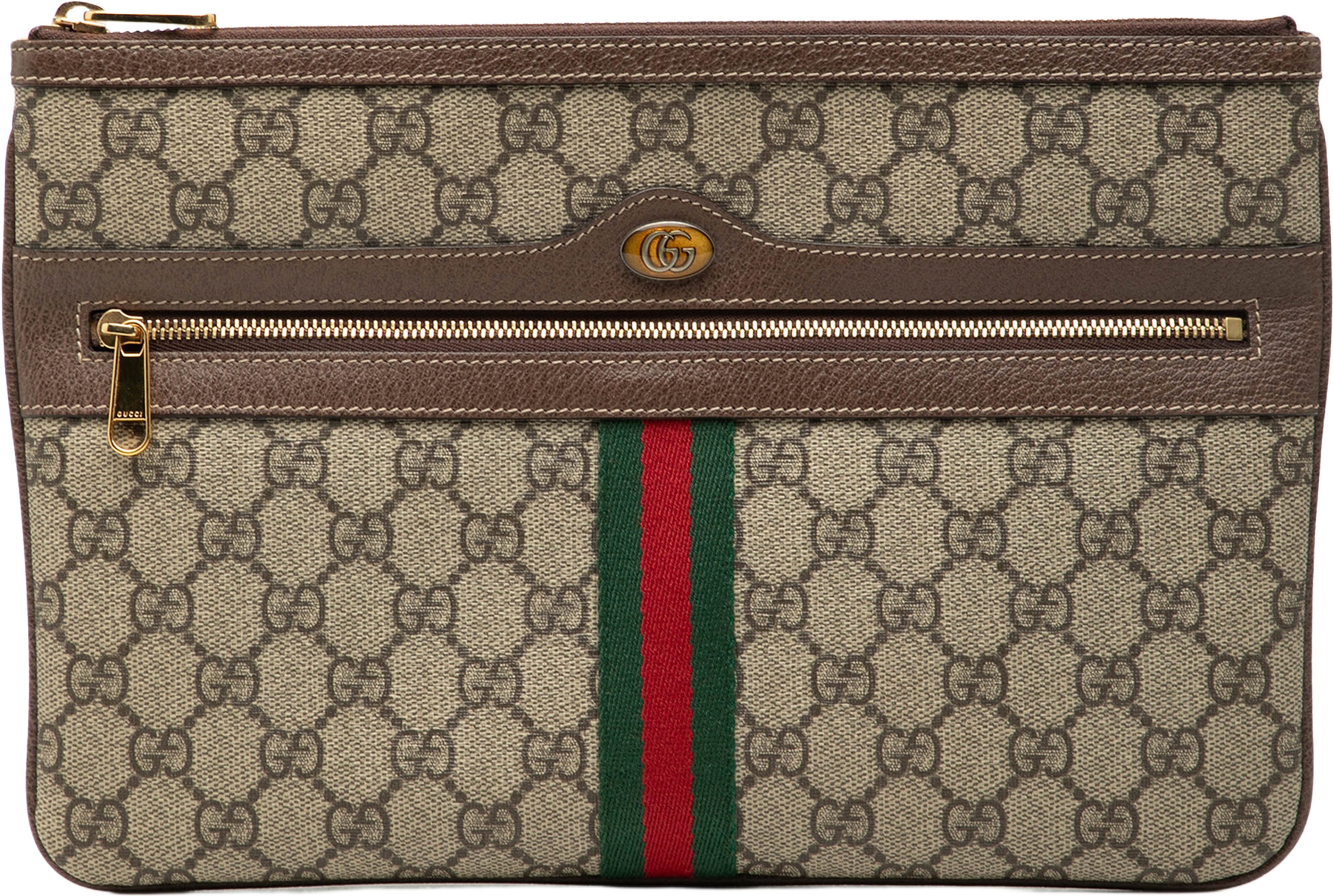 Gucci Gg Supreme Web Ophidia Clutch, från Luxclusif, i färgen beige. Klicka för att öppna bilden i stort format