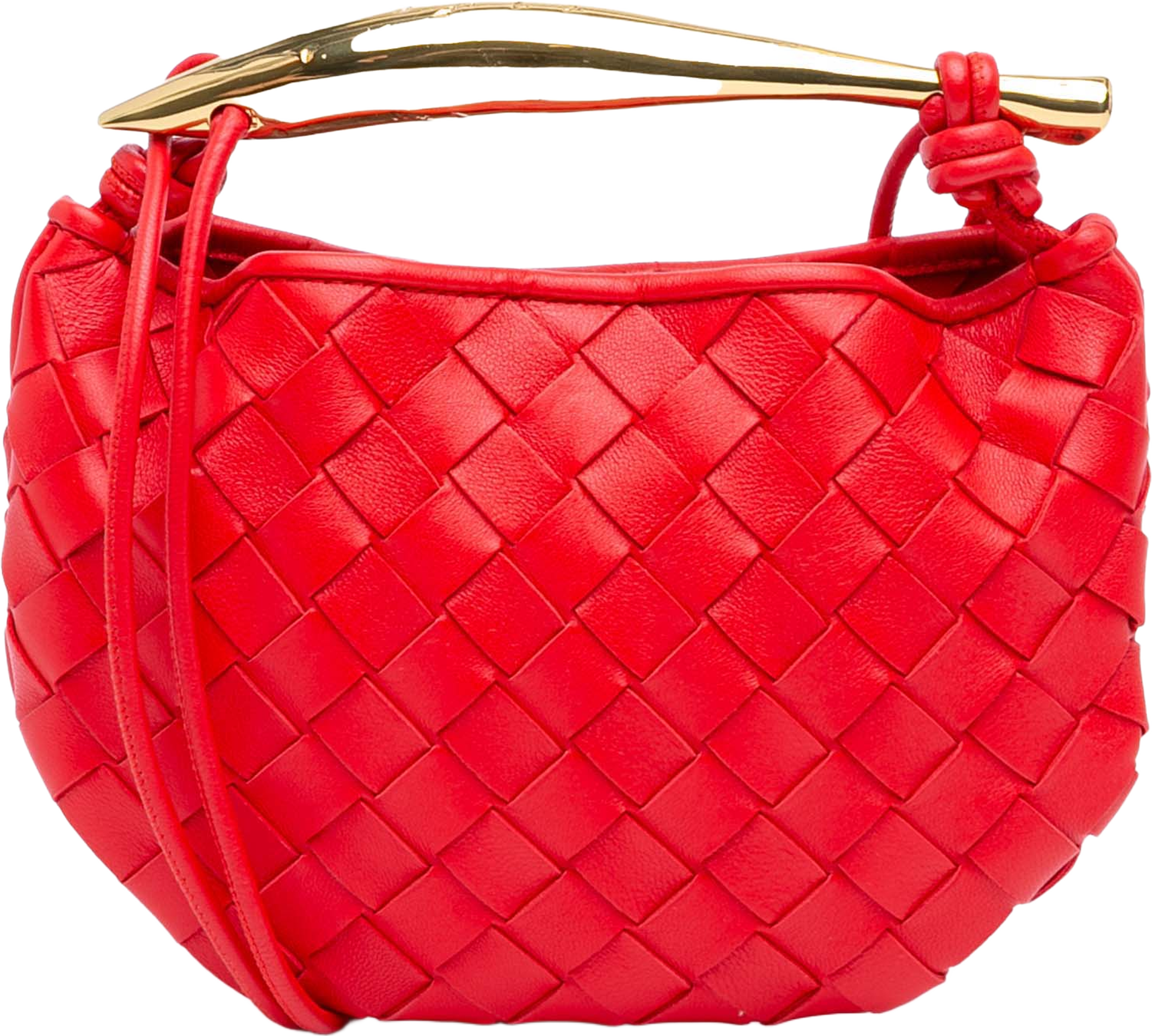 Bottega Veneta Baby Lambskin Intrecciato Sardine, från Luxclusif, i färgen red. Klicka för att öppna bilden i stort format