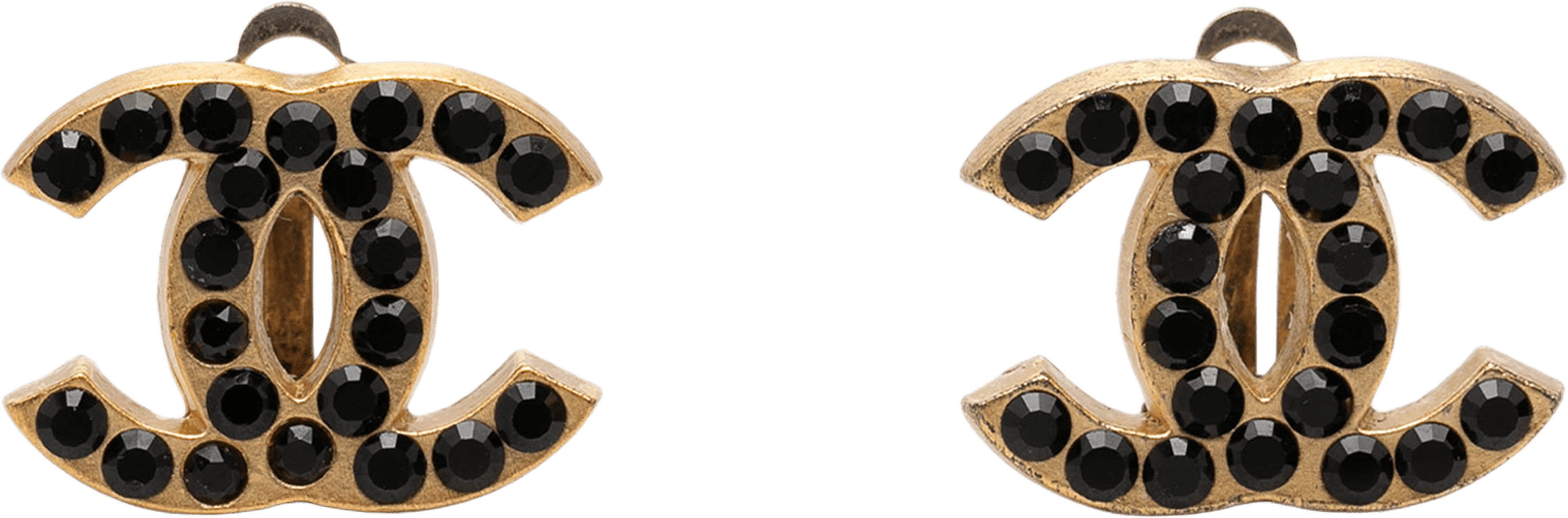 Chanel Cc Gold Plated Strass Clip On Earrings, från Luxclusif, i färgen svart. Klicka för att öppna bilden i stort format