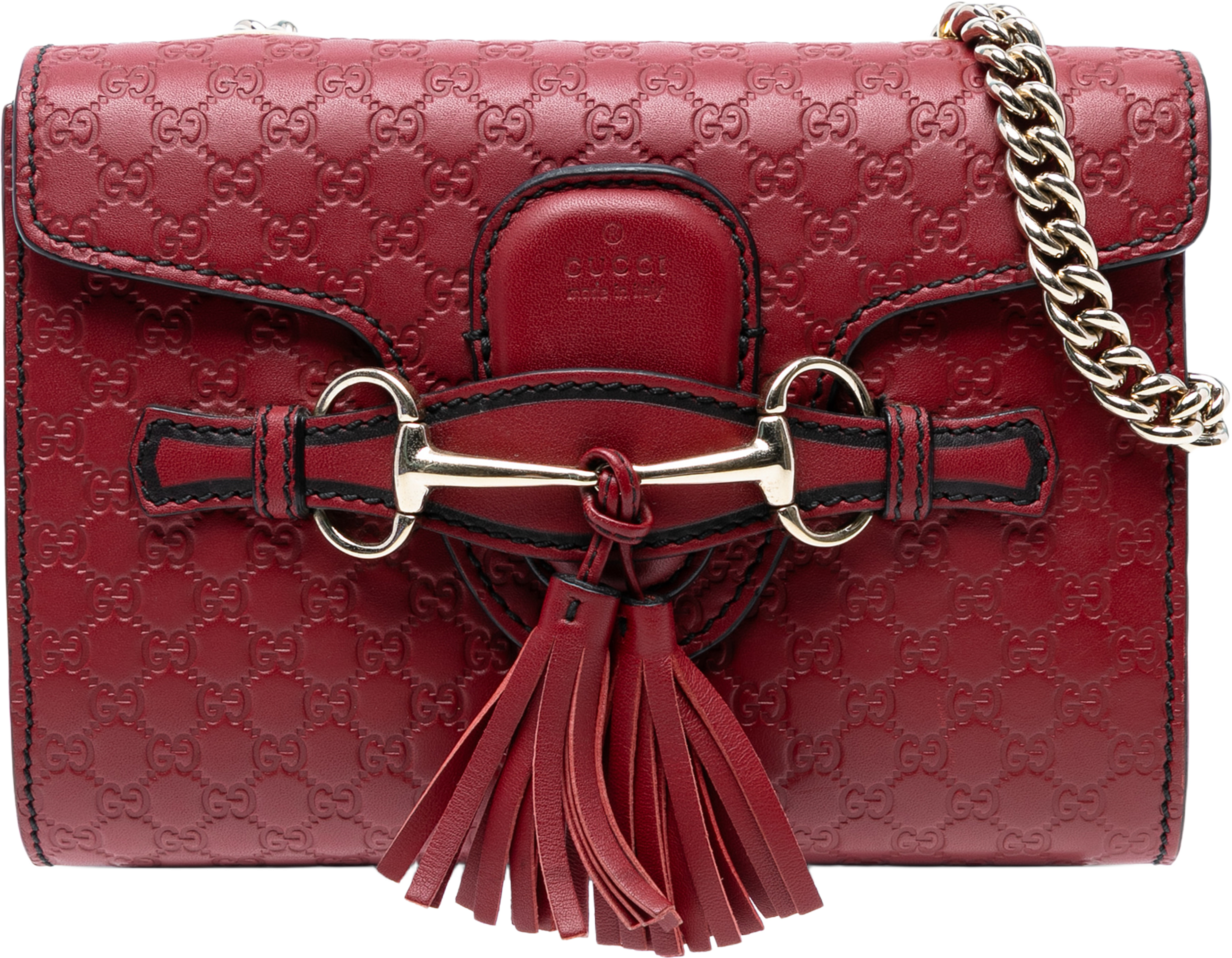 Gucci Mini Microguccissima Emily Crossbody, från Luxclusif, i färgen red. Klicka för att öppna bilden i stort format