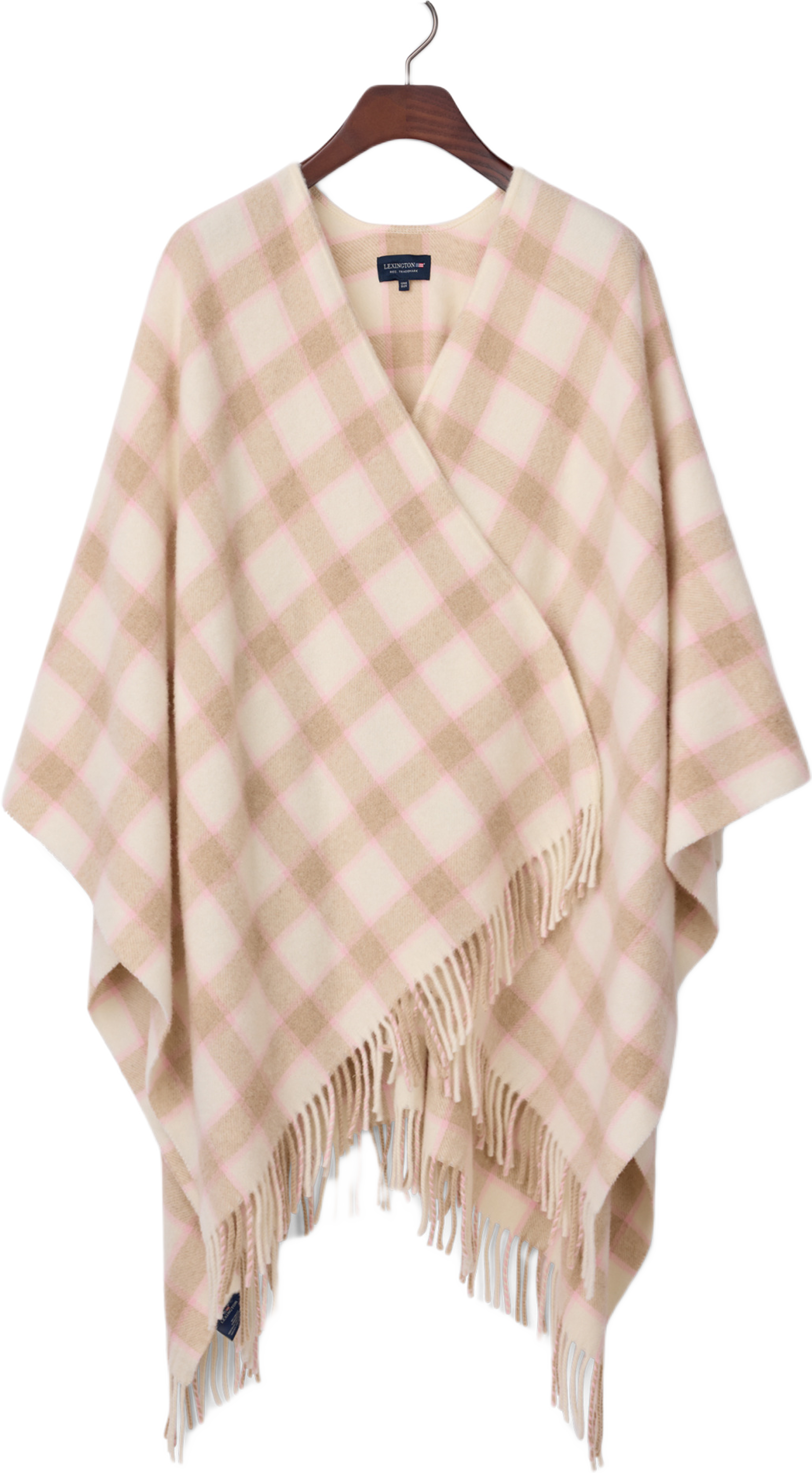 Checked Recycled Wool Blend Poncho