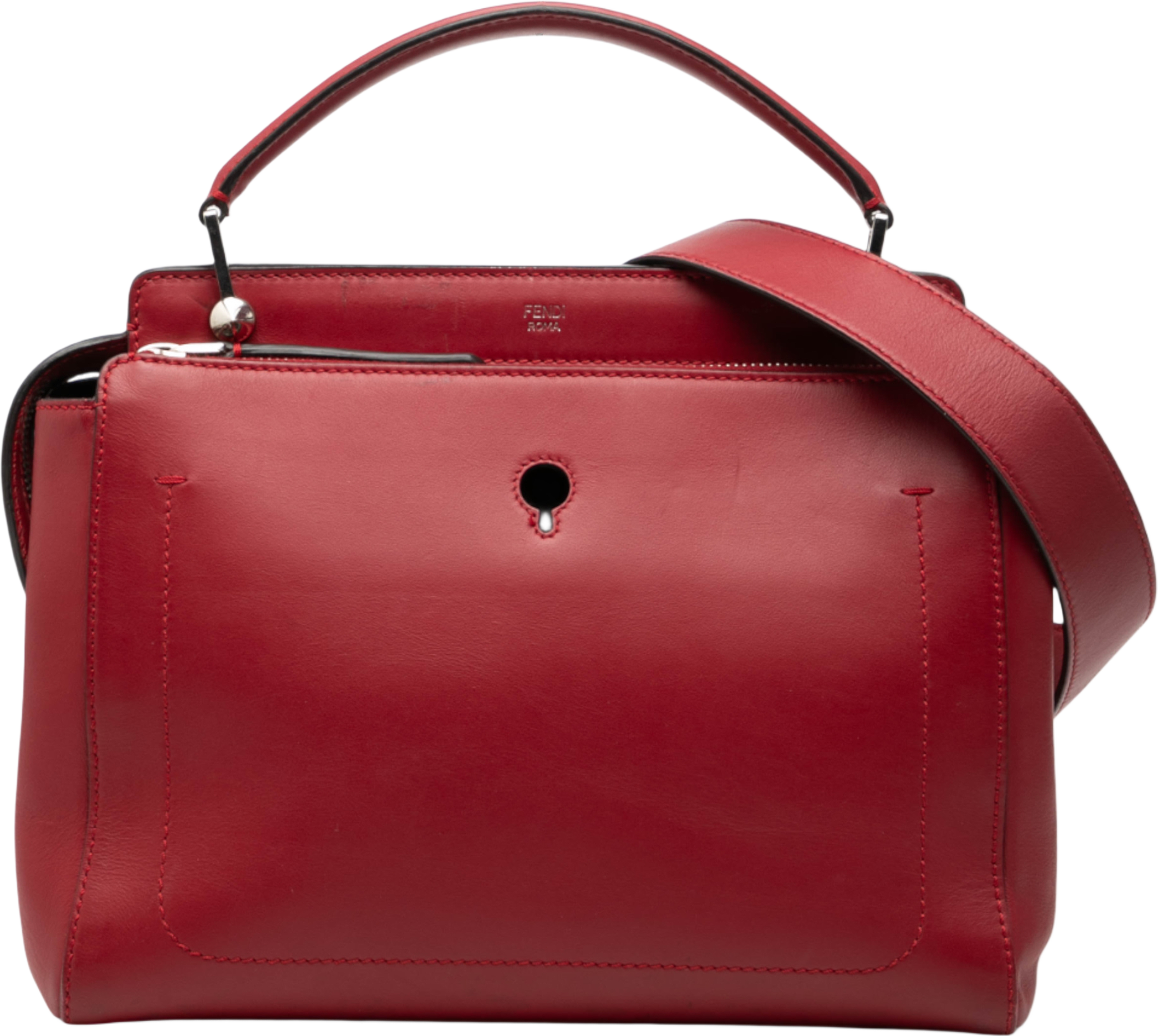Fendi Medium Leather Dotcom Satchel, från Luxclusif, i färgen red. Klicka för att öppna bilden i stort format