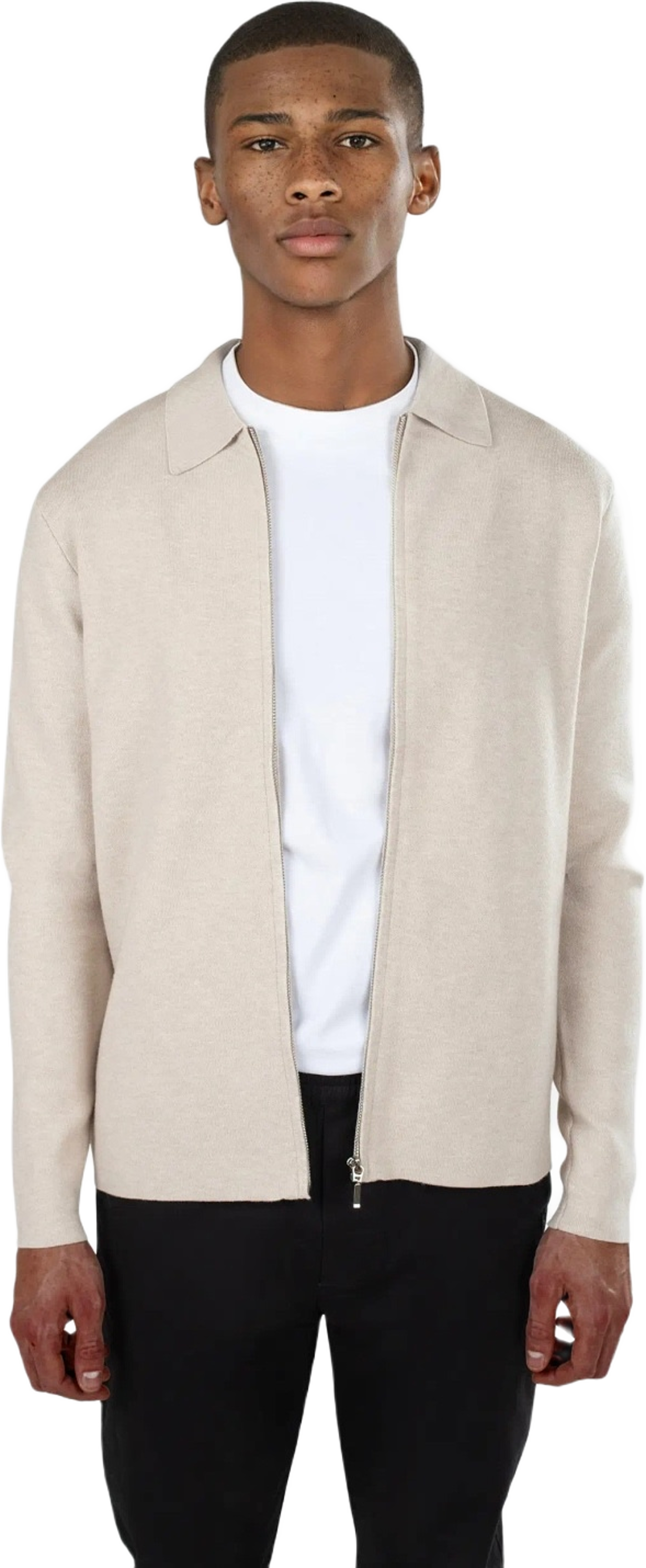 Colby Knitted Full Zip - Beige