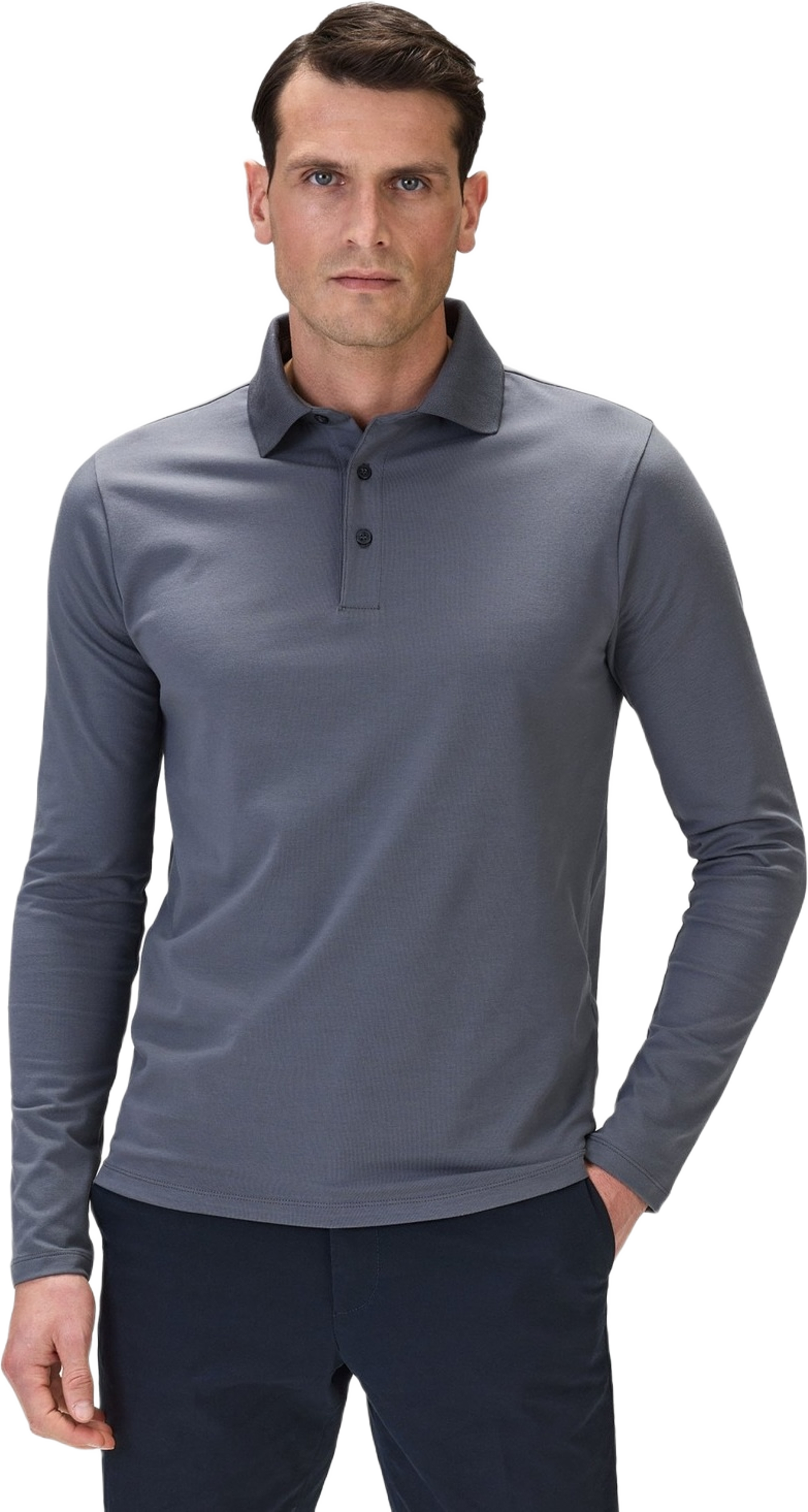 Cotton Fitted Stretch L/s Polo Shirt Jersey
