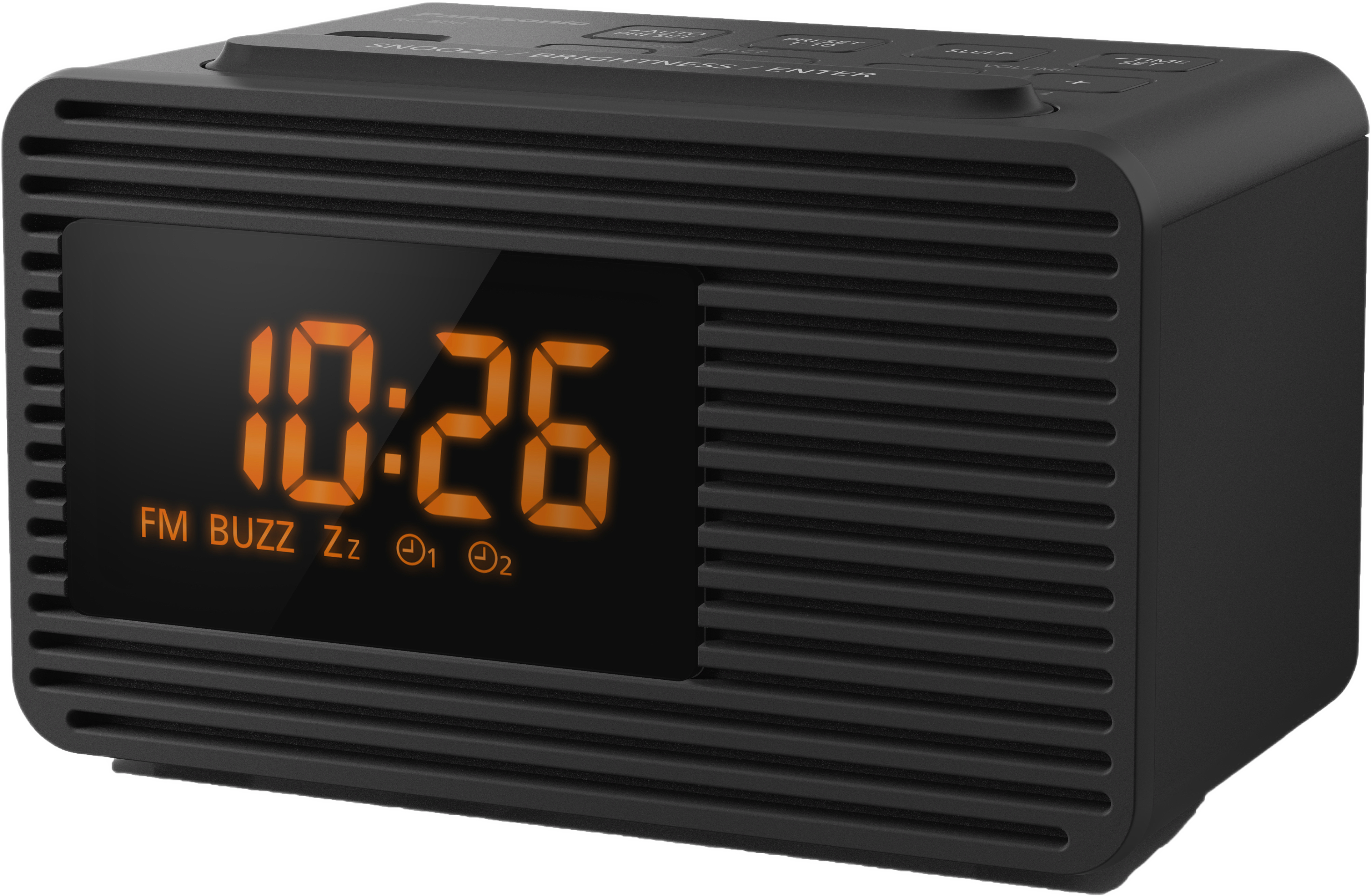 Klockradio Fm Snabbval Dubbla Alarm Rc-800eg-k, från Panasonic, i färgen svart. Klicka för att öppna bilden i stort format