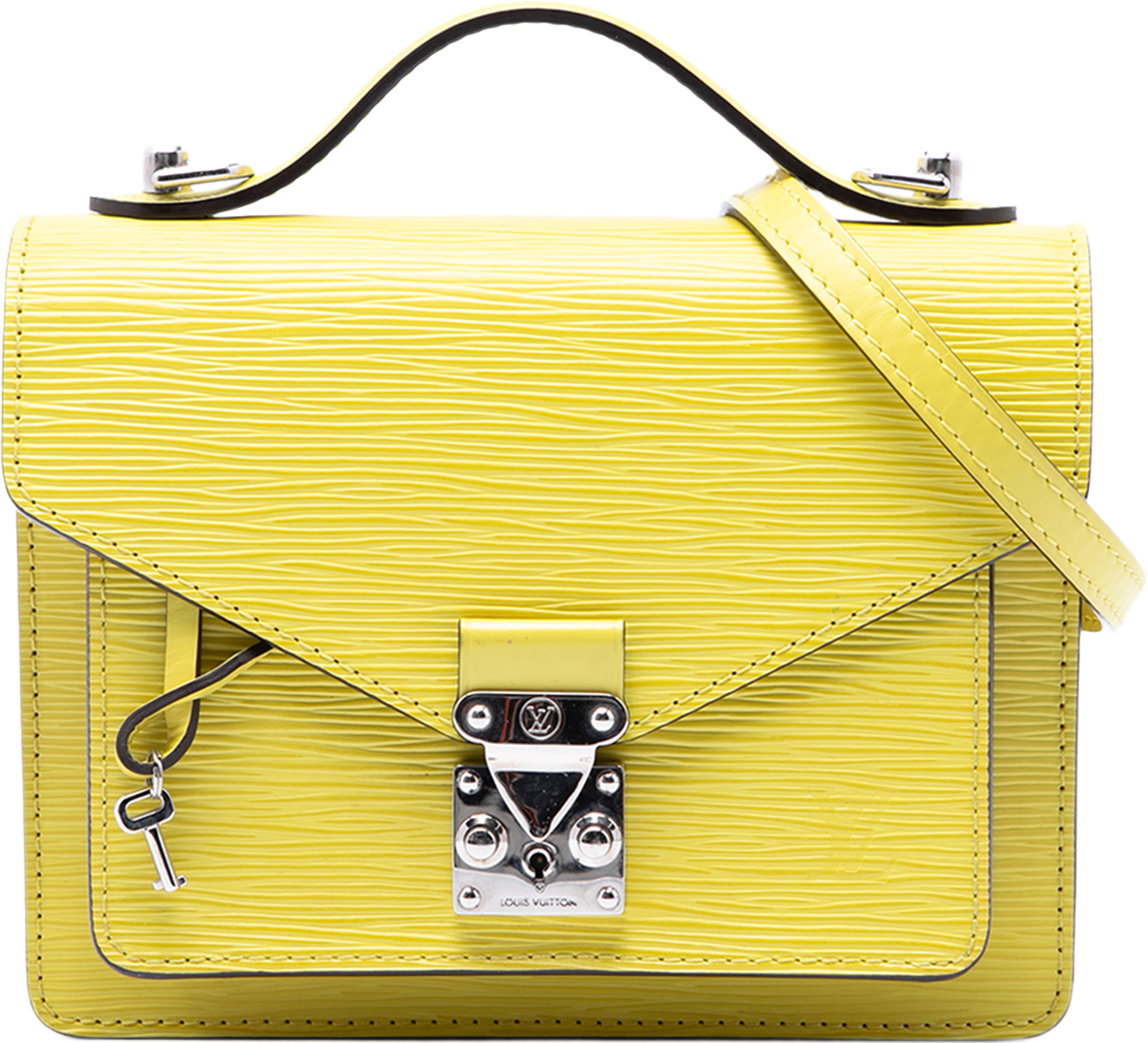 Louis Vuitton Epi Monceau Bb, från Luxclusif, i färgen gul. Klicka för att öppna bilden i stort format