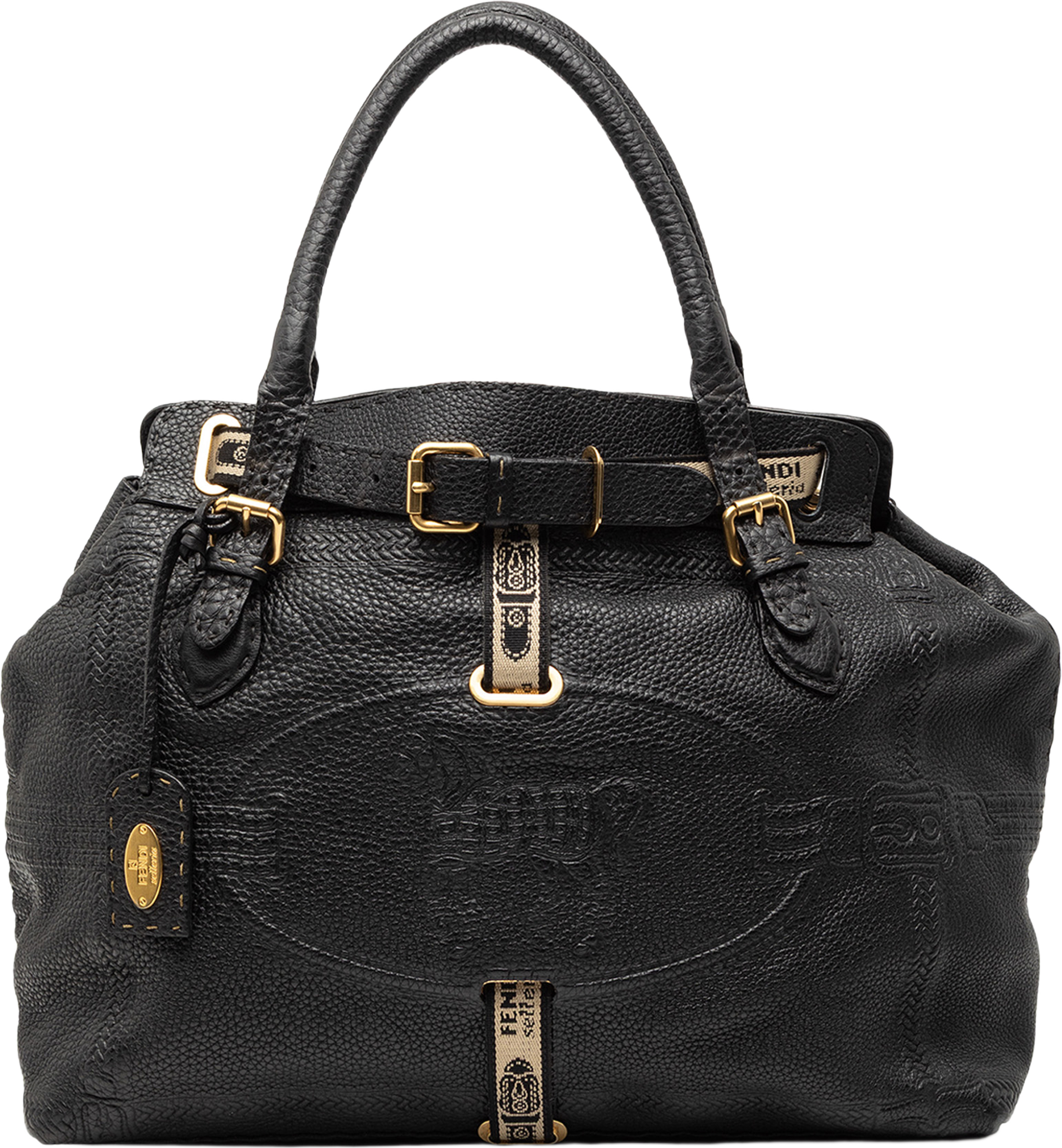 Fendi Large Leather Selleria Villa Borghese Tote, från Luxclusif, i färgen black. Klicka för att öppna bilden i stort format