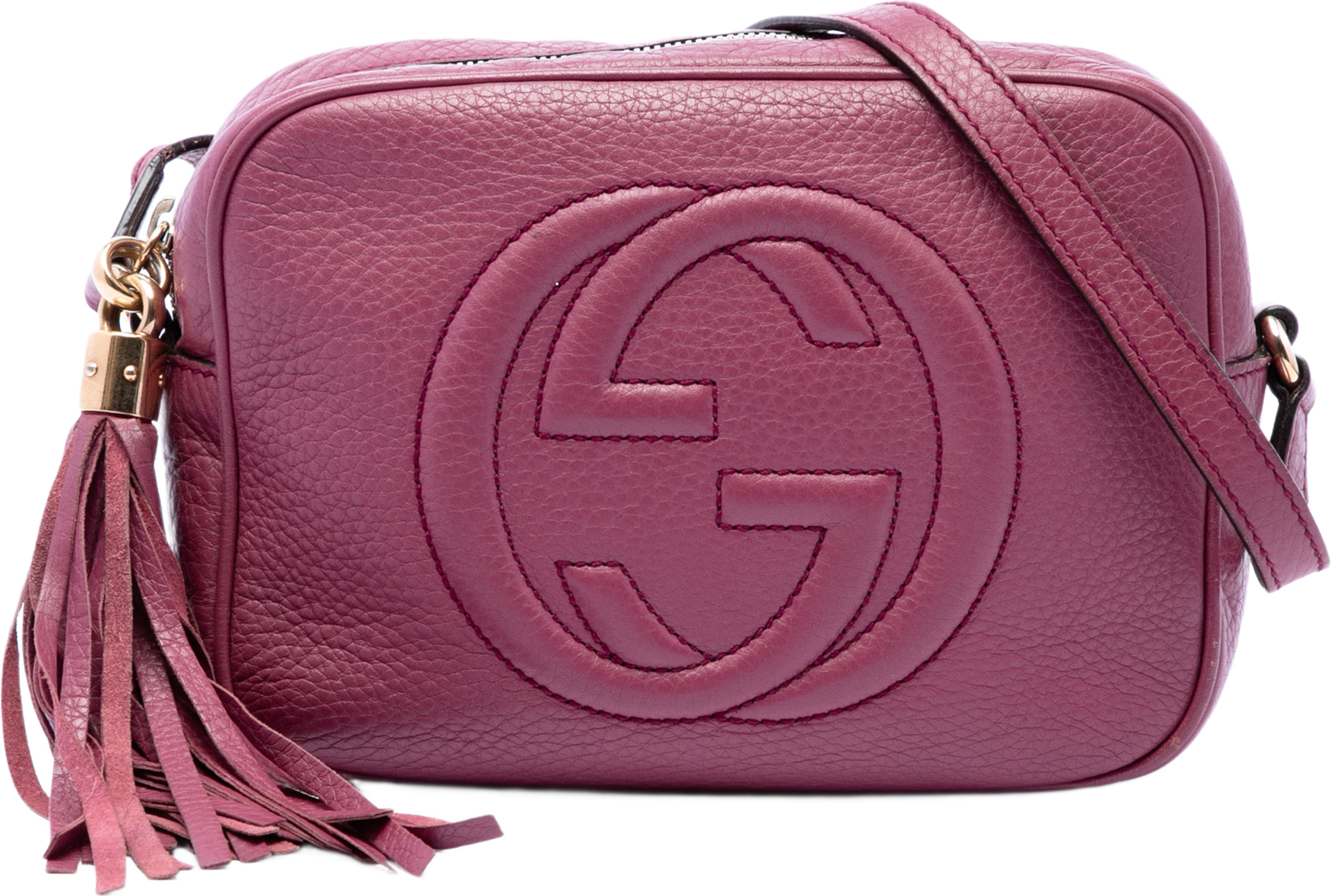 Gucci Leather Soho Disco Crossbody, från Luxclusif, i färgen purpur. Klicka för att öppna bilden i stort format