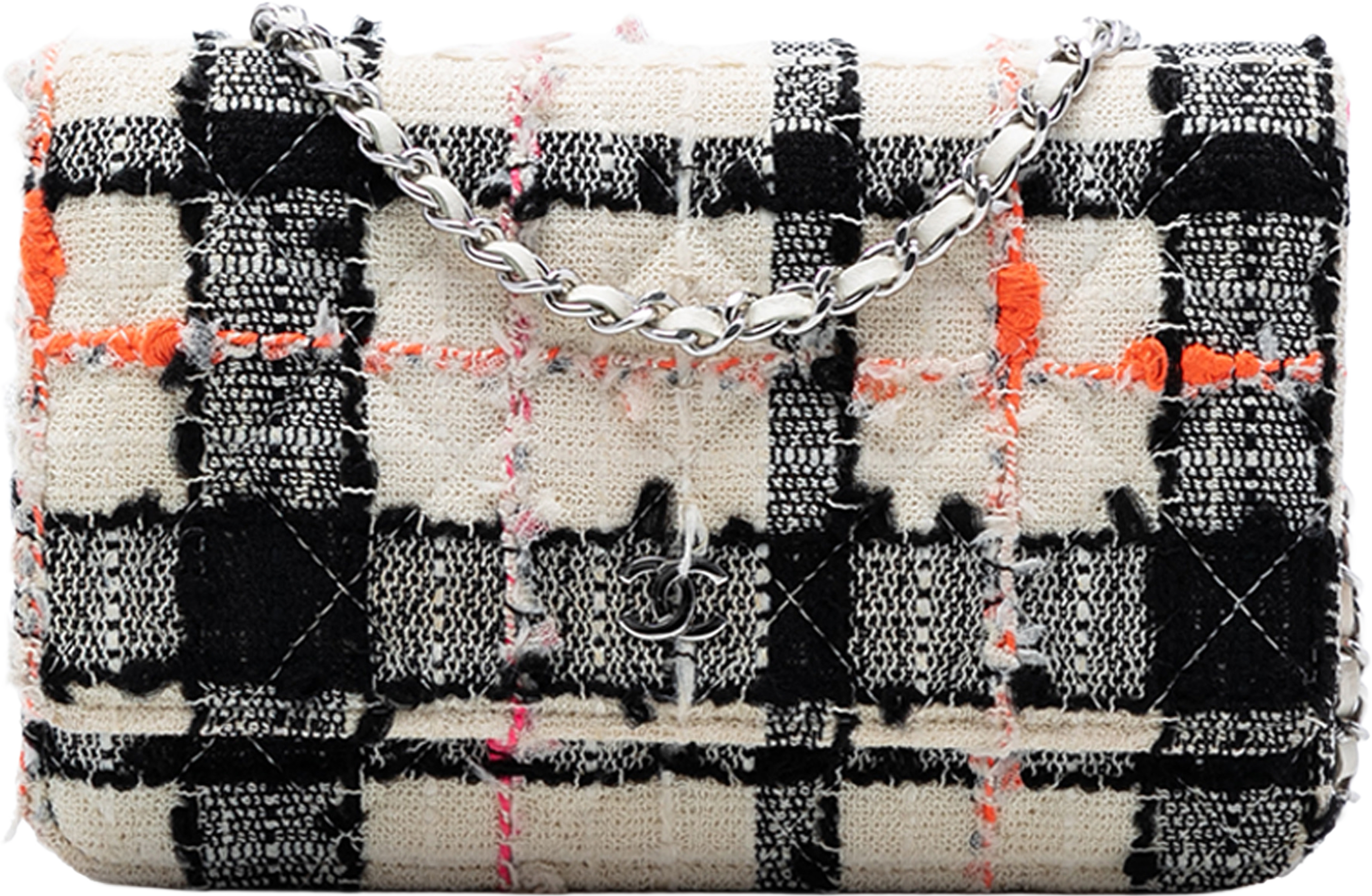 Chanel Cc Quilted Tweed Wallet On Chain, från Luxclusif, i färgen ivory. Klicka för att öppna bilden i stort format