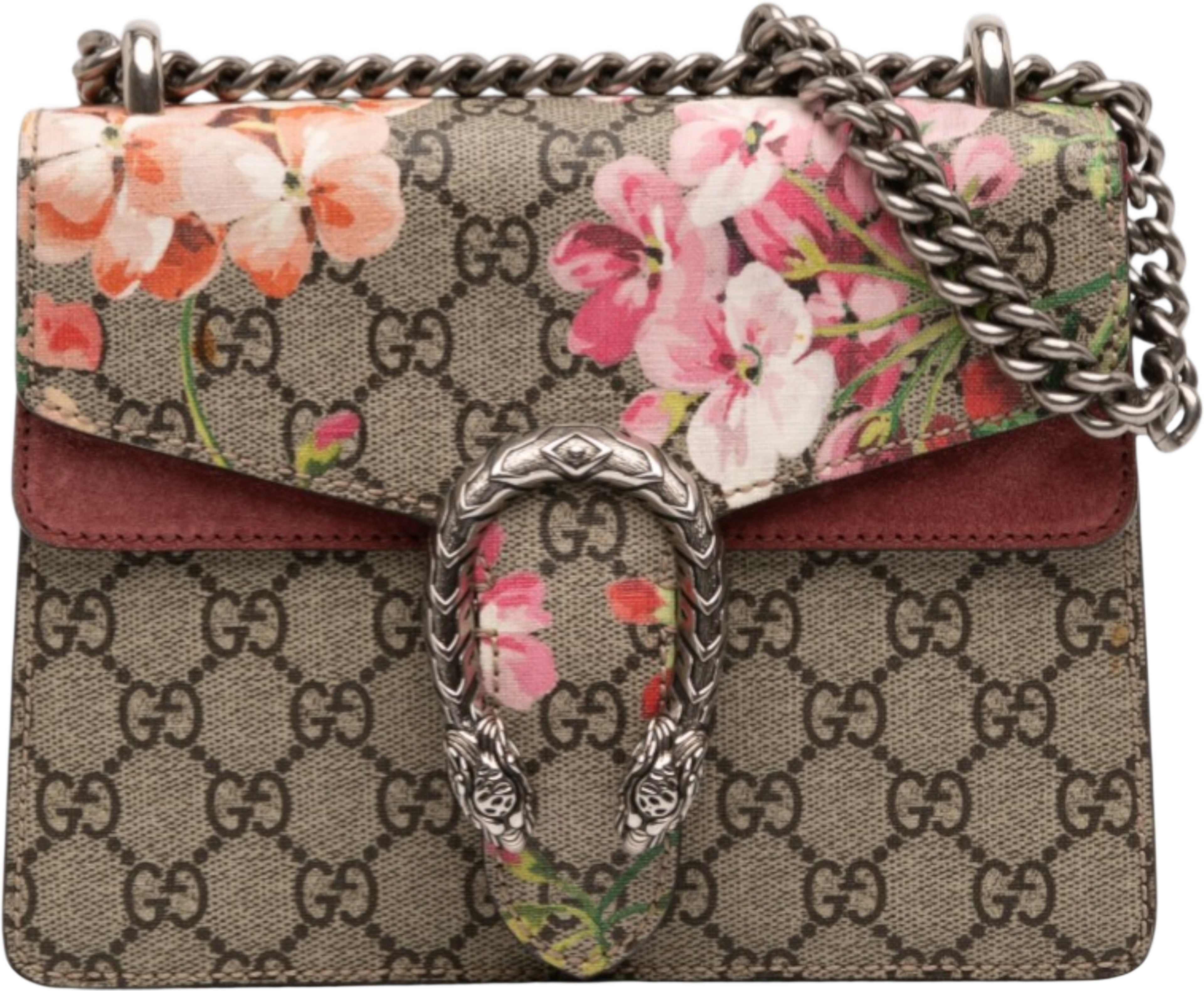 Gucci Small Gg Supreme Blooms Dionysus Crossbody, från Luxclusif, i färgen beige. Klicka för att öppna bilden i stort format