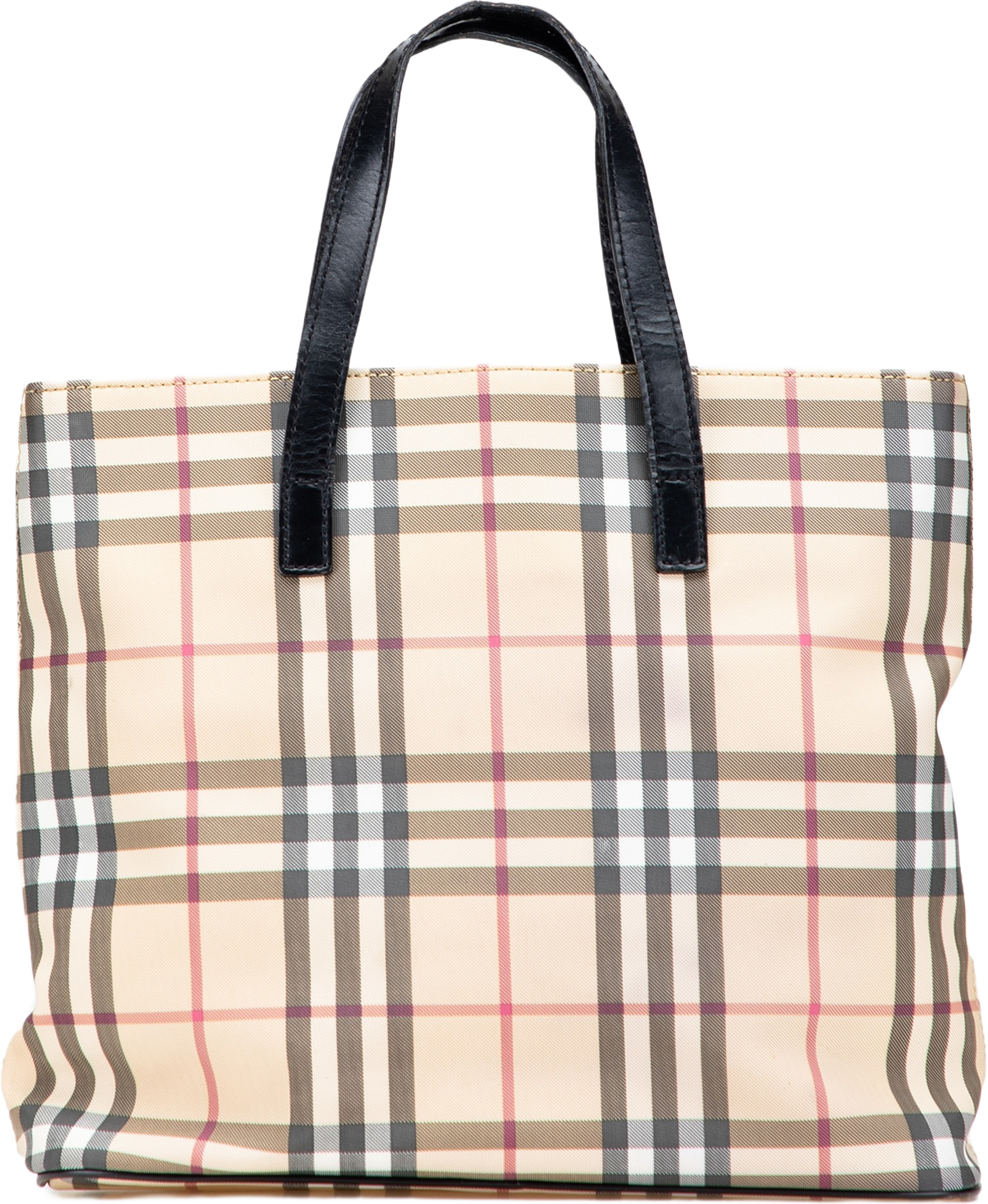 Burberry House Check Coated Canvas Tote, från Luxclusif, i färgen beige. Klicka för att öppna bilden i stort format